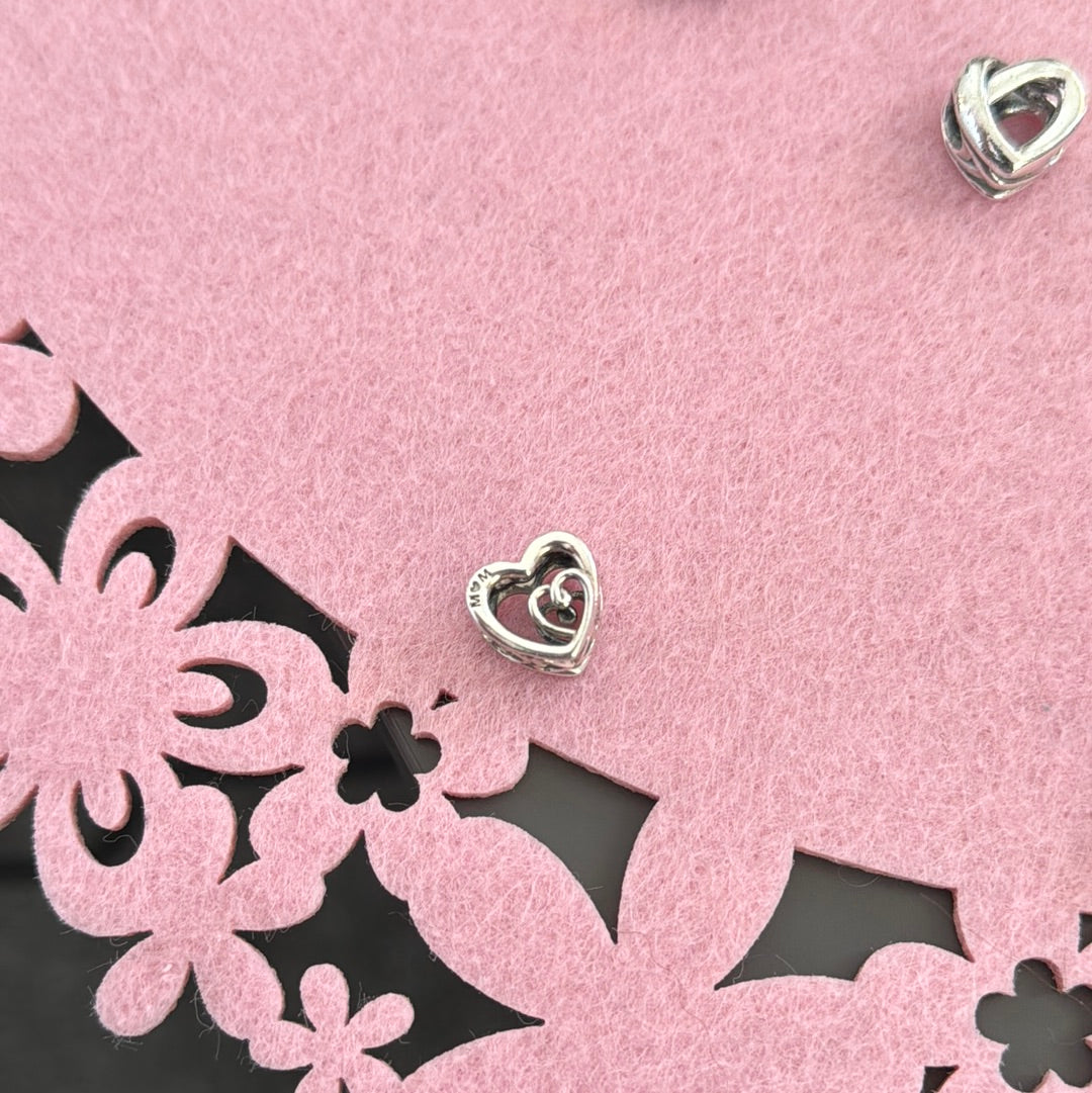 Genuine Pandora Mum Openwork I Love you Forever and Ever Heart in a Heart Charm