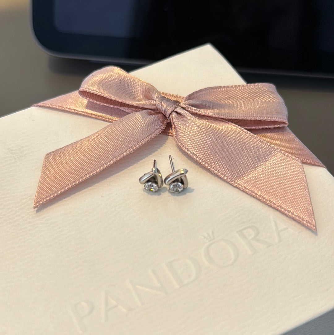 Sterling Silver Pave Cz Line Stud Earrings