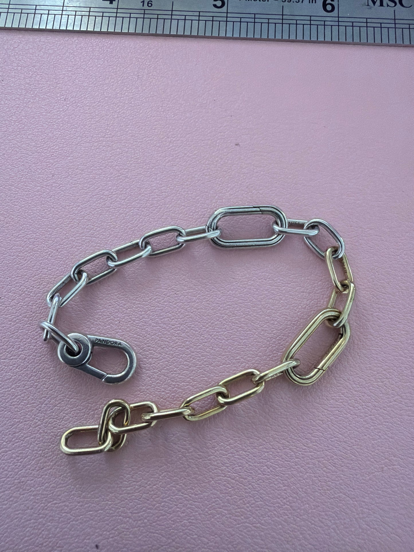 Genuine Pandora Me Link Chain Half Gold Plated Half Silver New Style Bracelet 16cm