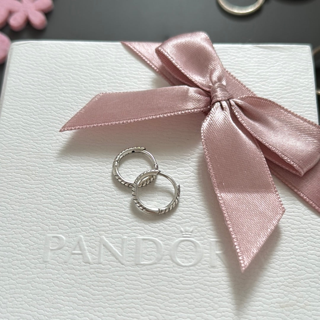 Genuine Pandora Tiny Snake Hoop Earrings