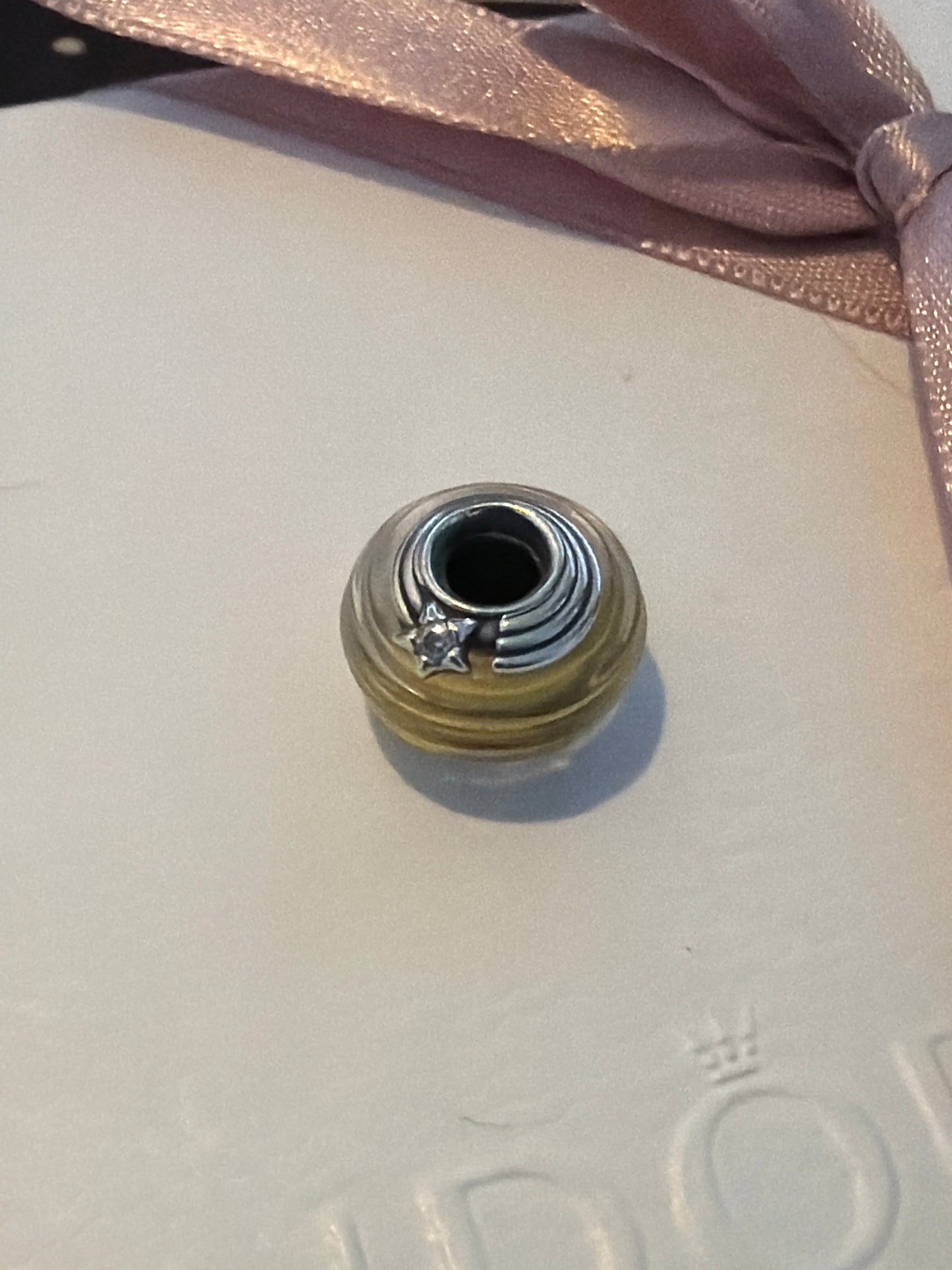 Genuine Pandora Celestial Shooting Star Gold Yellow Murano