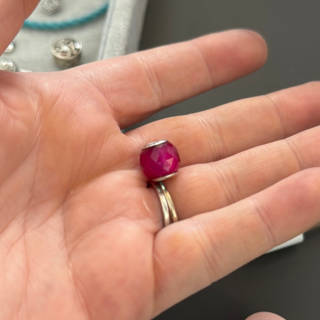 Genuine Pandora Small Facet Murano In Cerise Pink
