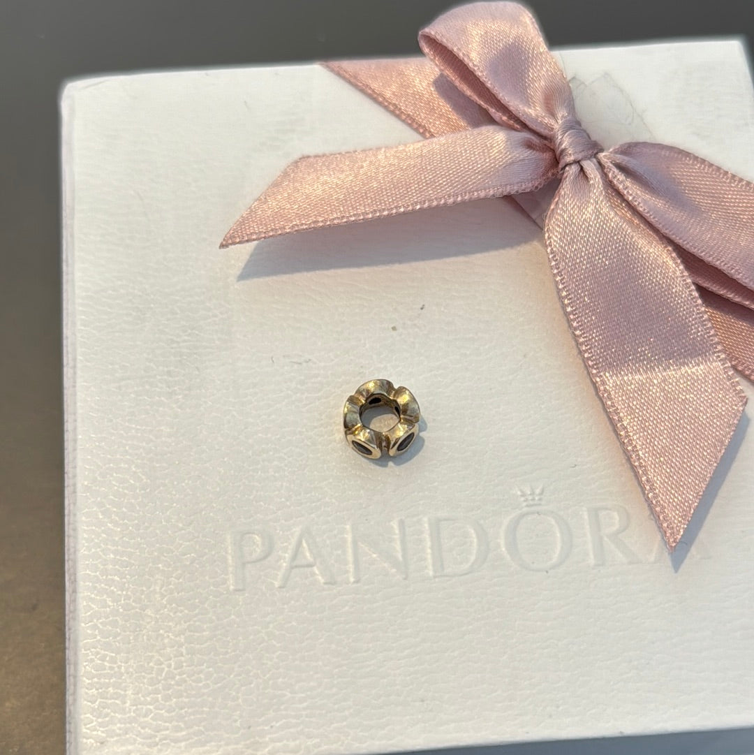 Genuine Pandora Solid 14ct Gold Lights Garnet Spacer Charm RARE HTF