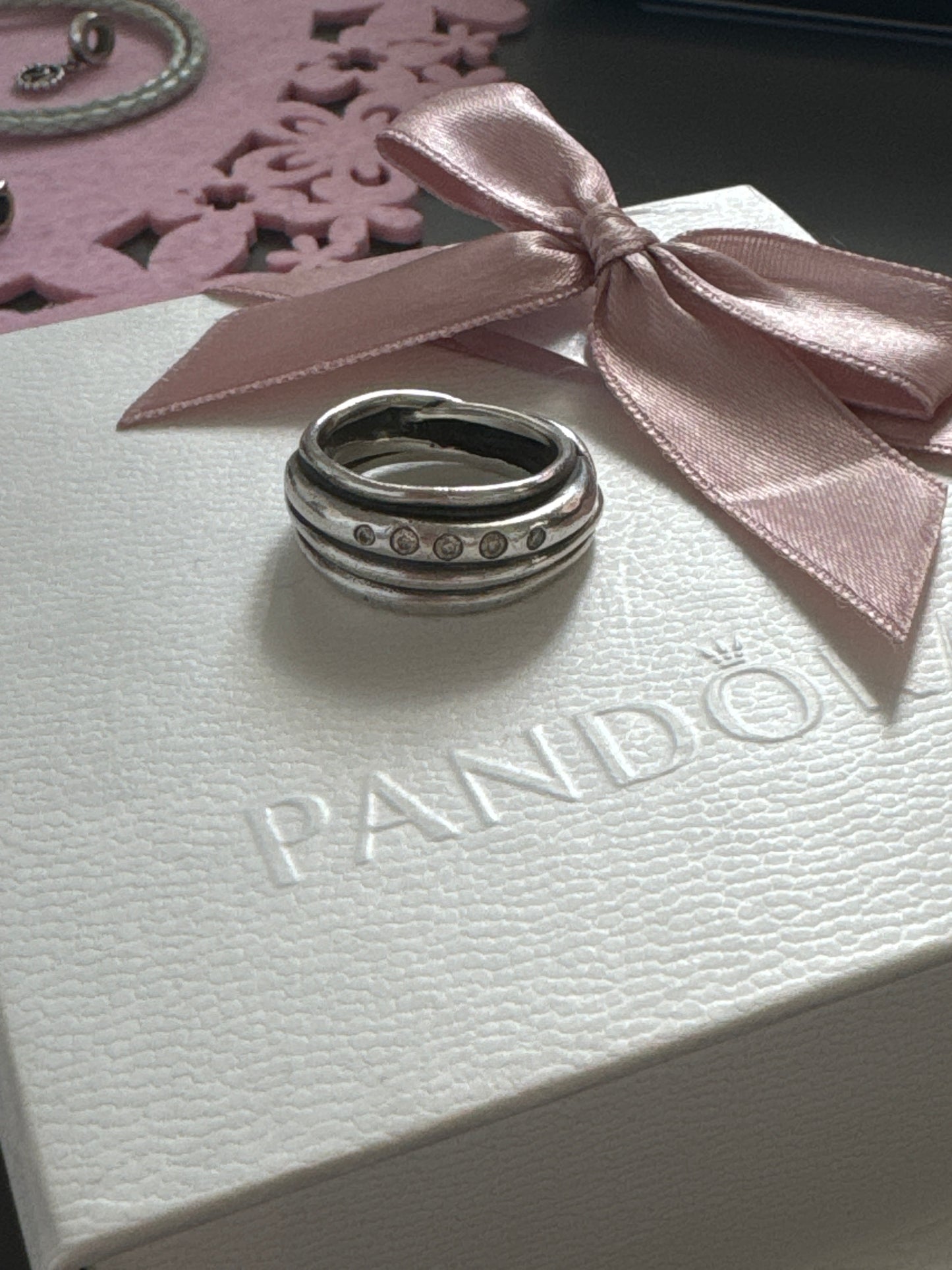 Genuine Pandora Rare Champagne Celebration HTF Ring 56