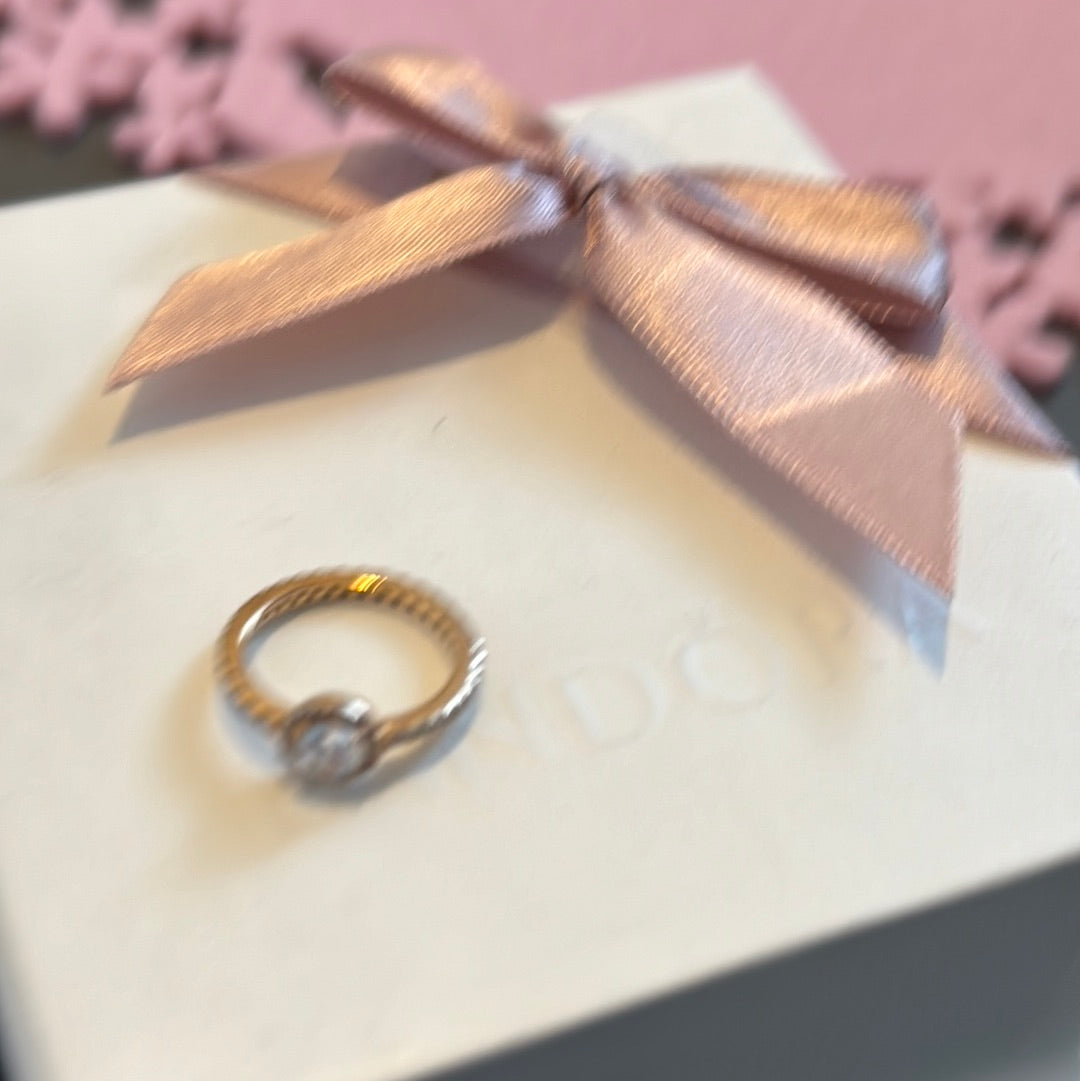 Genuine Pandora Rose Gold Pave Sparkle Circle Ring Size 54