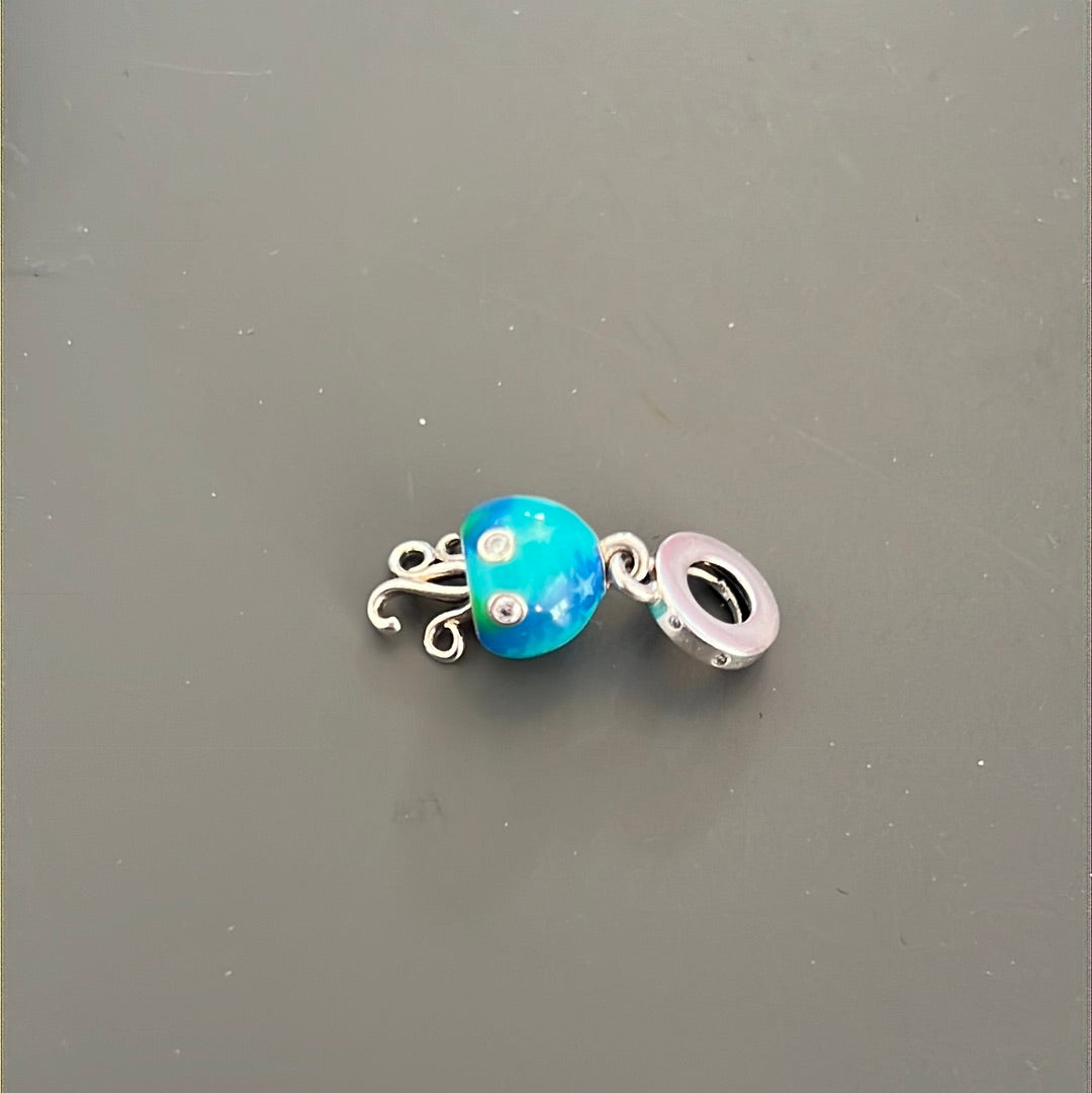 Genuine Pandora New Summer Ocean Blue Jellyfish Dangle Charm