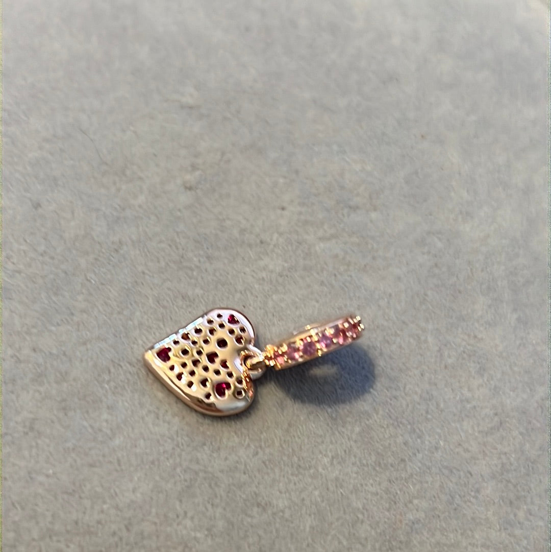 Genuine Pandora Rose Gold Pink Large Heart Enamel Pink Charm Dangle