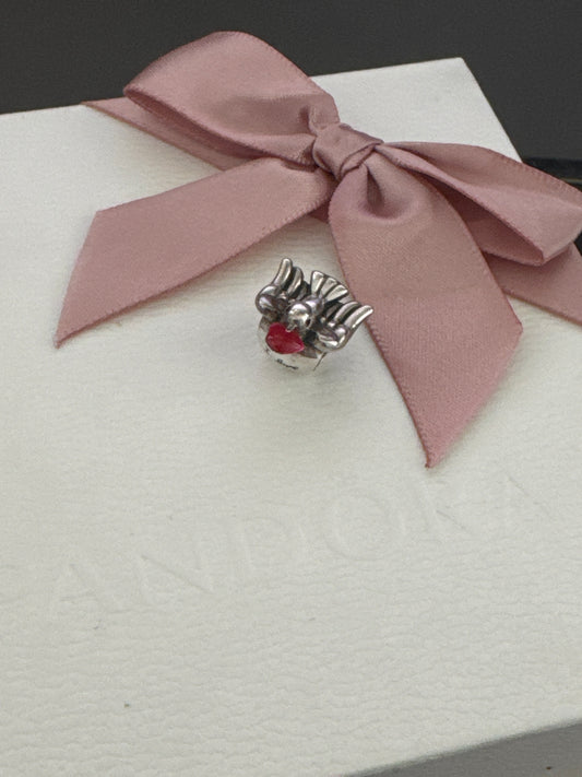Genuine Chamilia Red Enamel Heart Turtle Dove Love Bird Charm