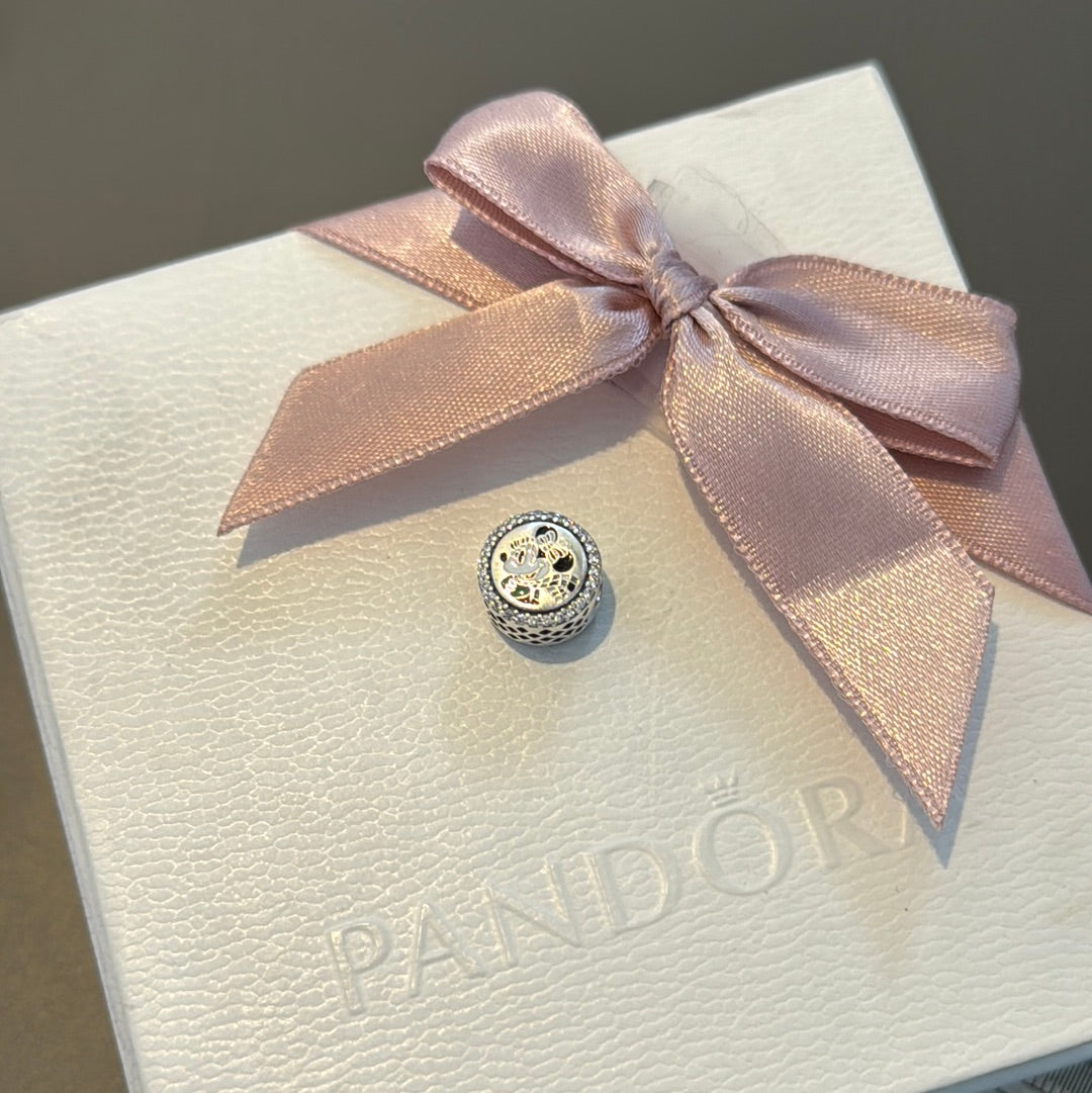 Genuine Pandora Disney Parks Christmas Minnie Mouse Enamel JOY Pave Charm