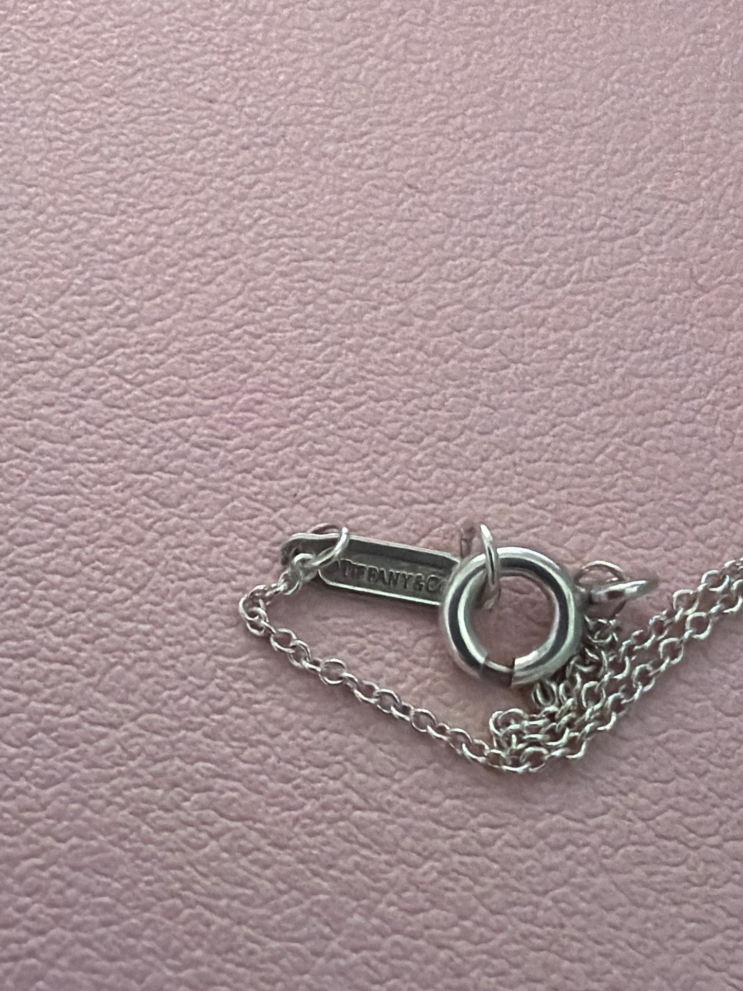 Genuine Tiffany & CO Sterling Silver Double Heart Pendant Choker Necklace 42cm