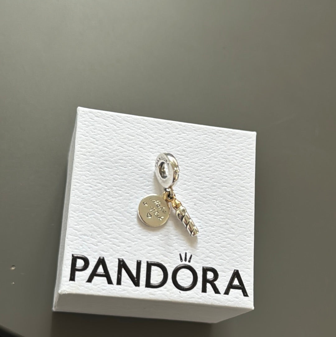Genuine Pandora Two Tone Make a Wish Birthday Dangle Charm