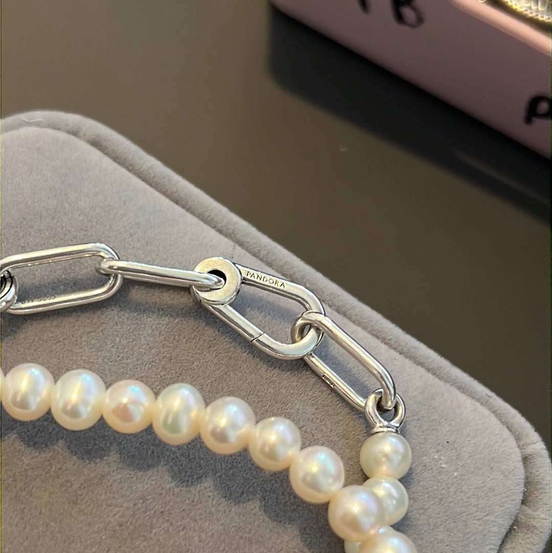 Genuine Pandora Me Treated Freshwater Cultured Pearl &  Link Chain Necklace 45cm