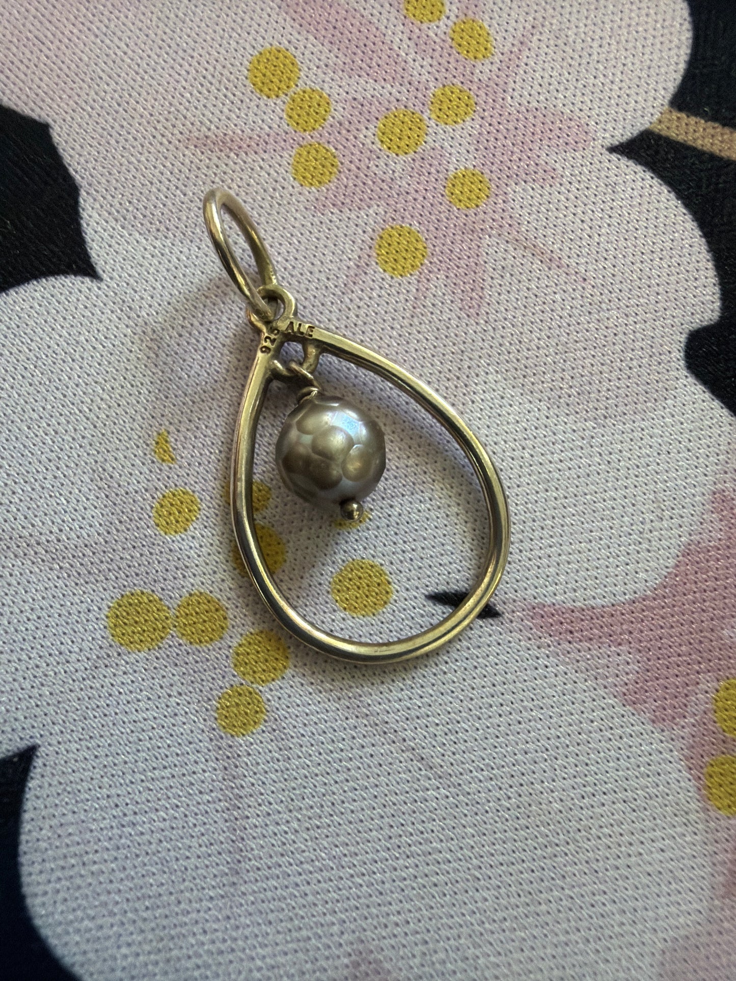 Genuine Pandora Retired HTF Grey Pearl Teardrop Dangle Pendant