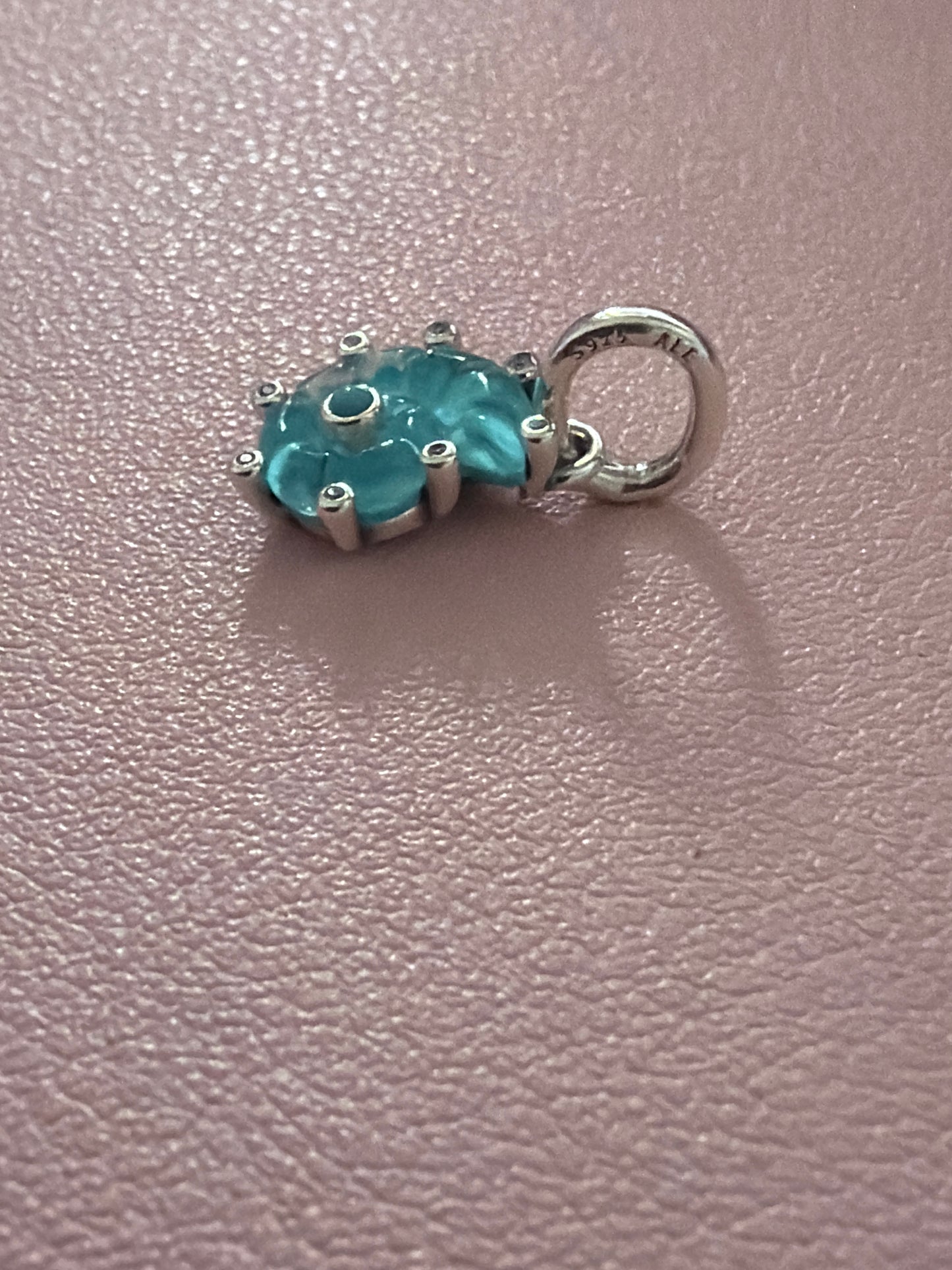 Genuine Pandora Blue Murano Glass Sea Snail Dangle Pendant Charm