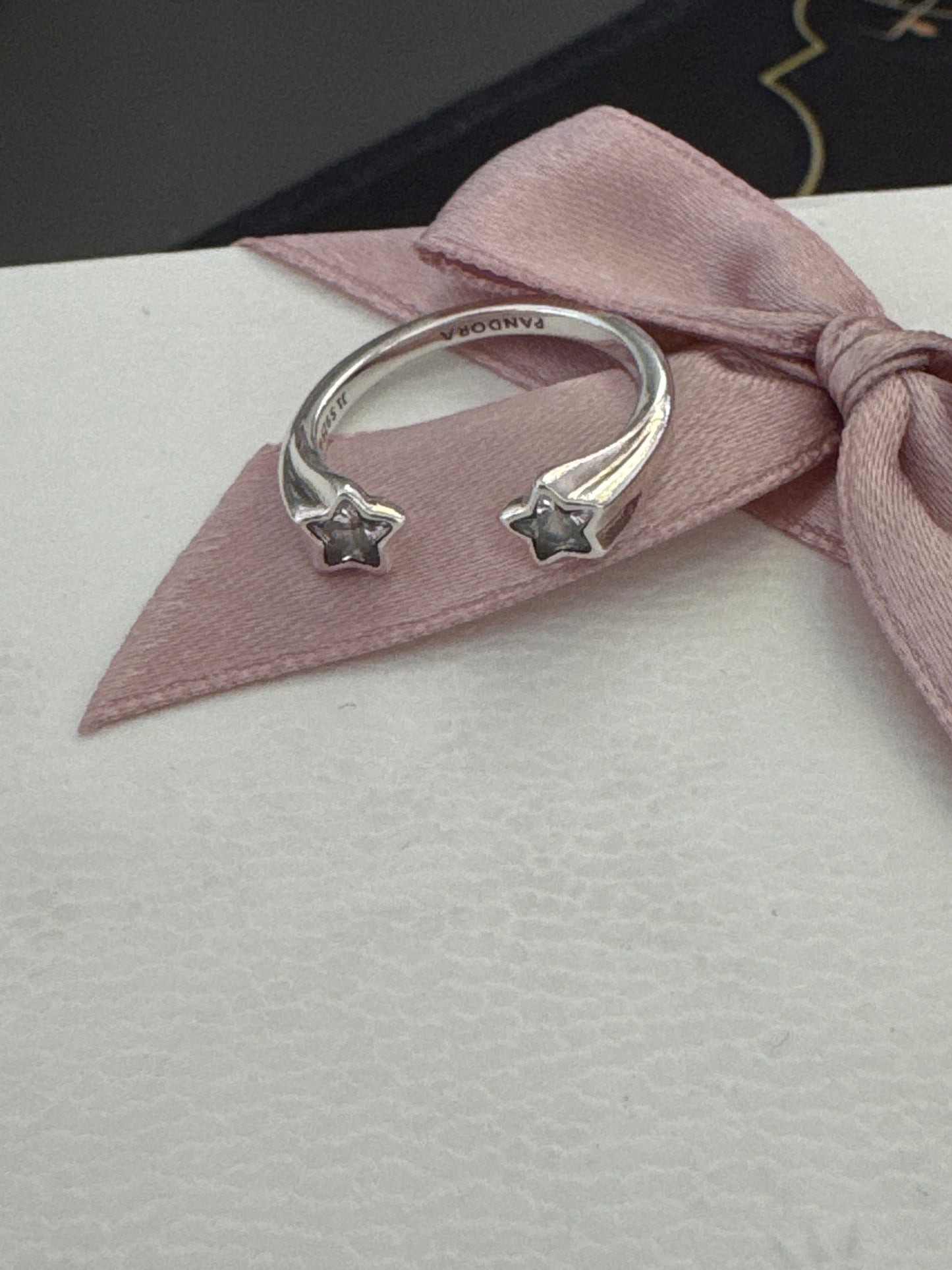 Genuine Pandora CZ Open Star Ring Size 58