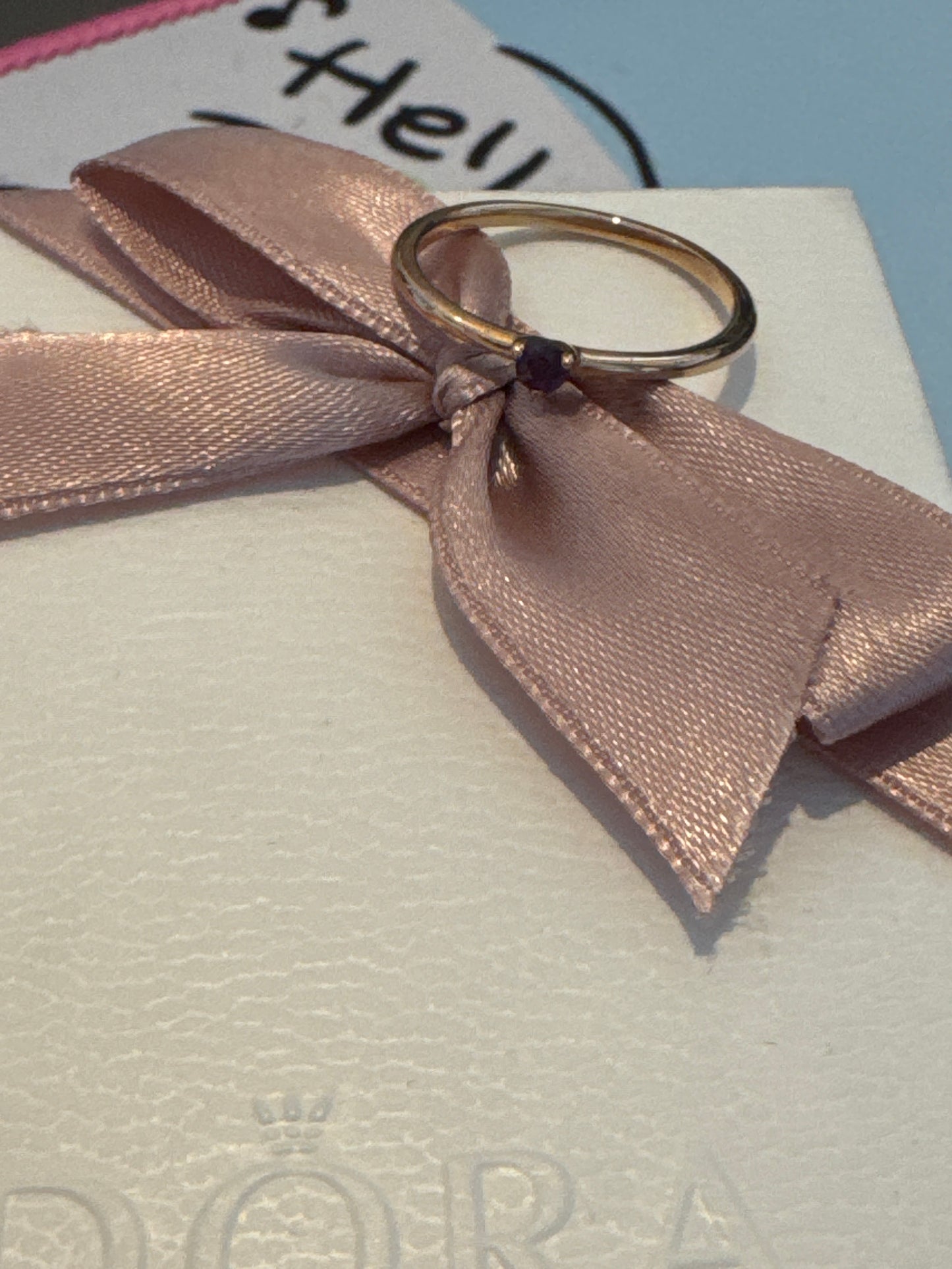 Genuine Pandora Rose Gold Small Heart Purple CZ Solitaire Ring 58