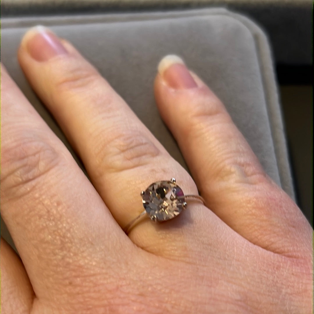 Sterling Silver Pink Circle CZ Ring 54