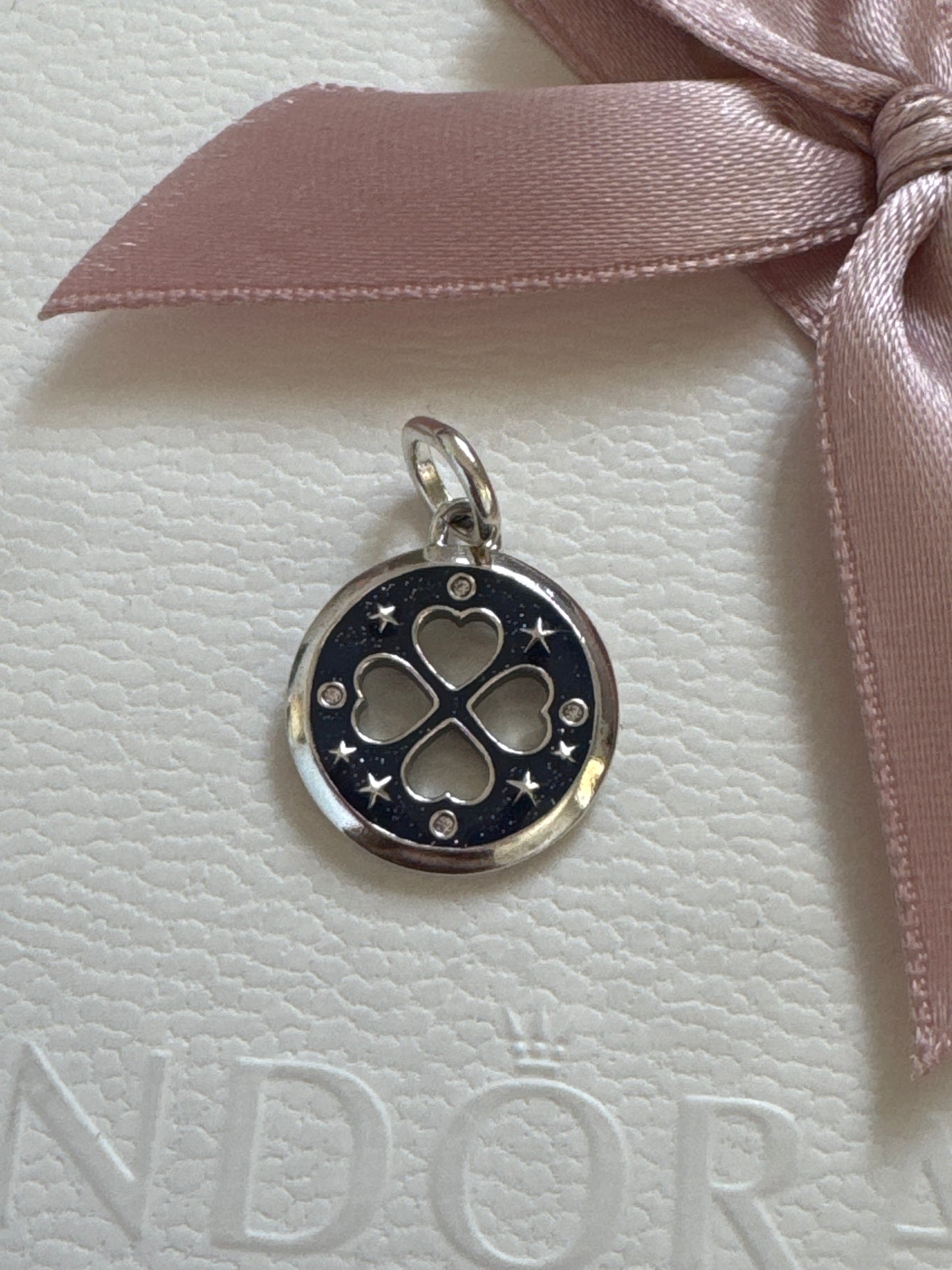 Genuine Pandora Me Blue Enamel Clover CZ Medallion Charm