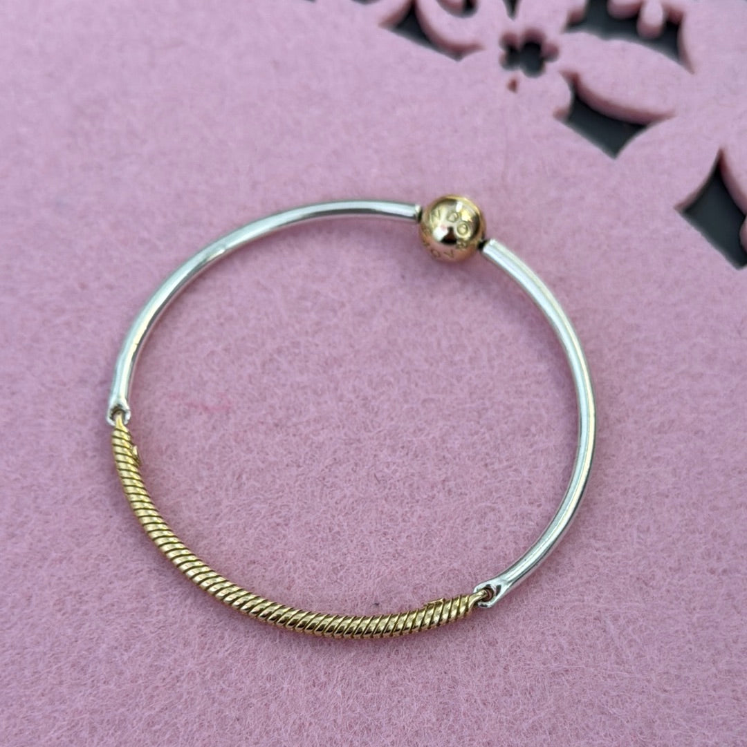 Genuine Pandora Shine Gold Clasp and Half Chain Bangle 19cm