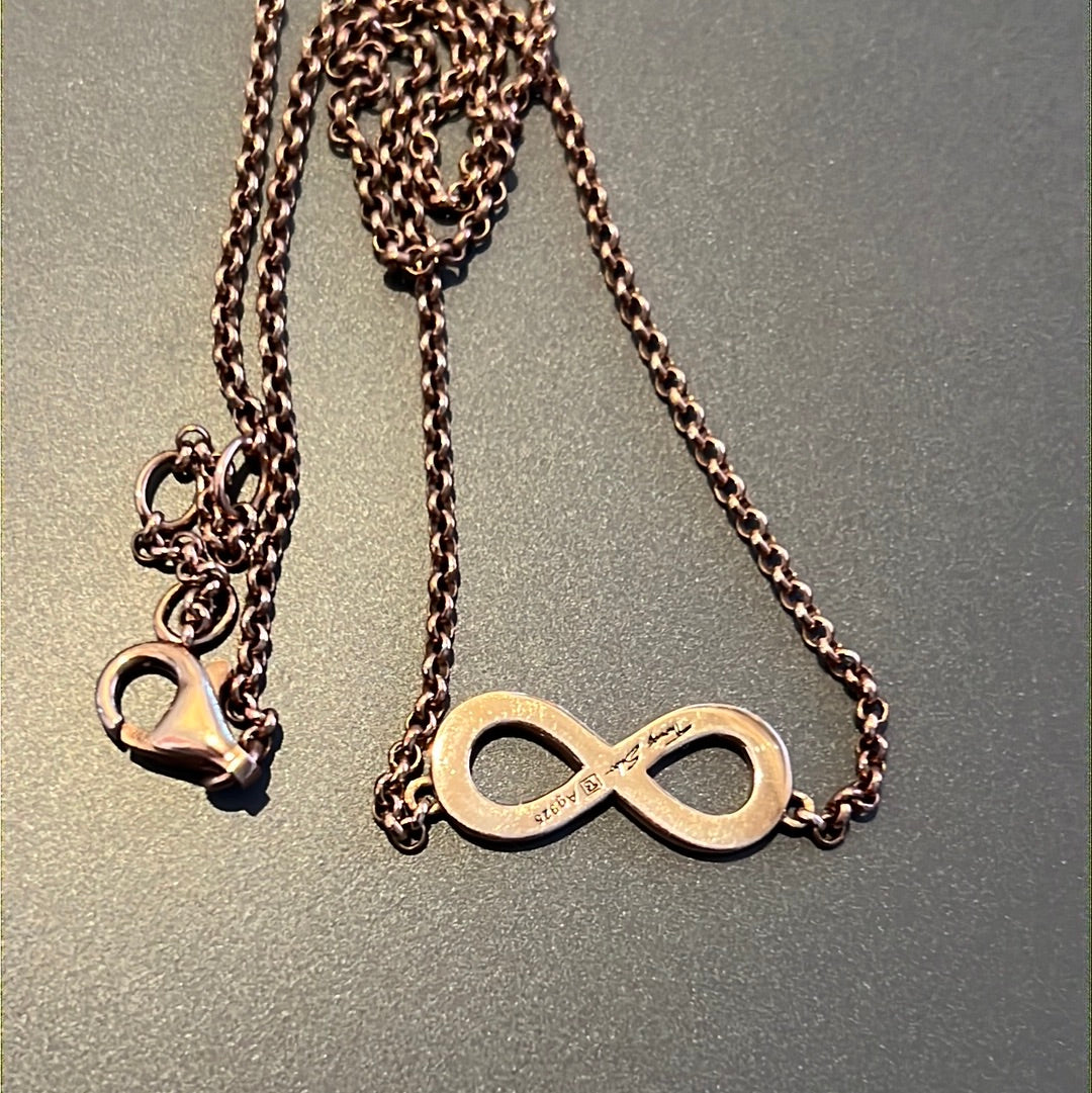 Genuine Thomas Sabo Rose Gold Pave Infinity Necklace 42cm Drop
