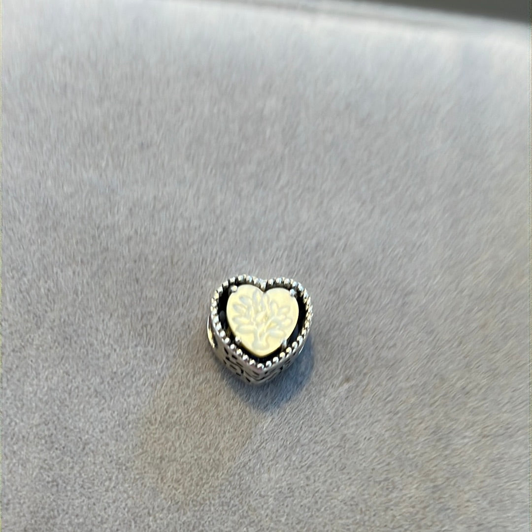 Genuine Pandora Mother of Pearl Family Tree Heart Charm