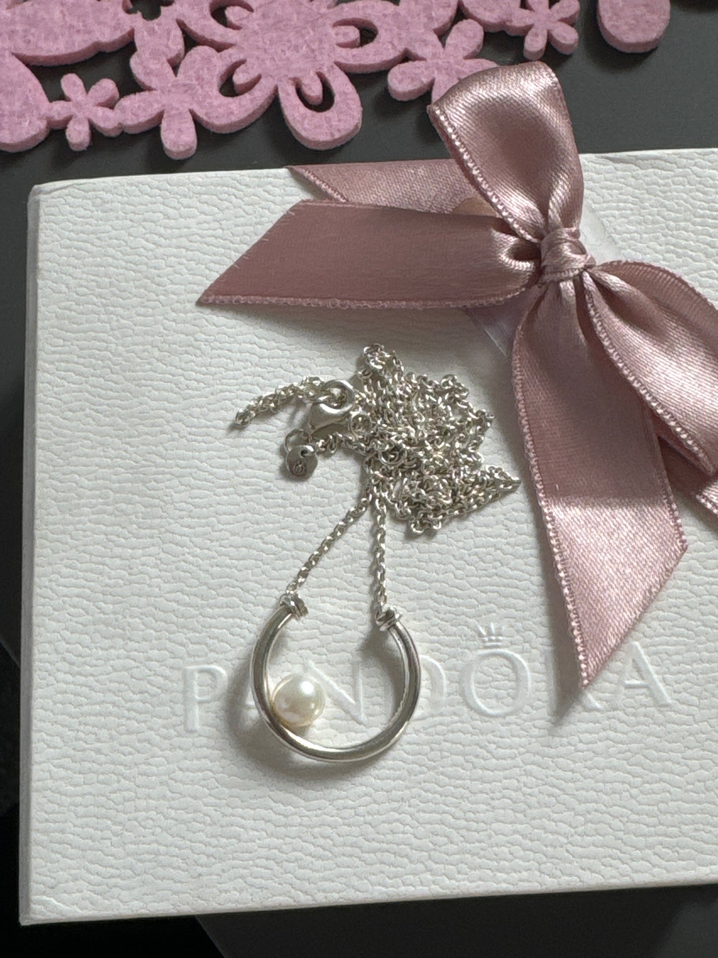 Genuine Pandora Freshwater Offset Pearl Necklace Adjustable 45cm