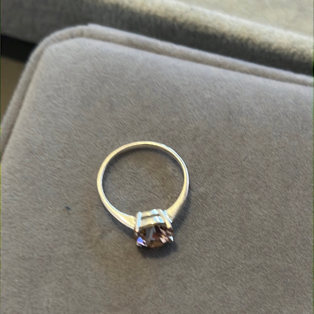 Sterling Silver Pink Circle CZ Ring 54