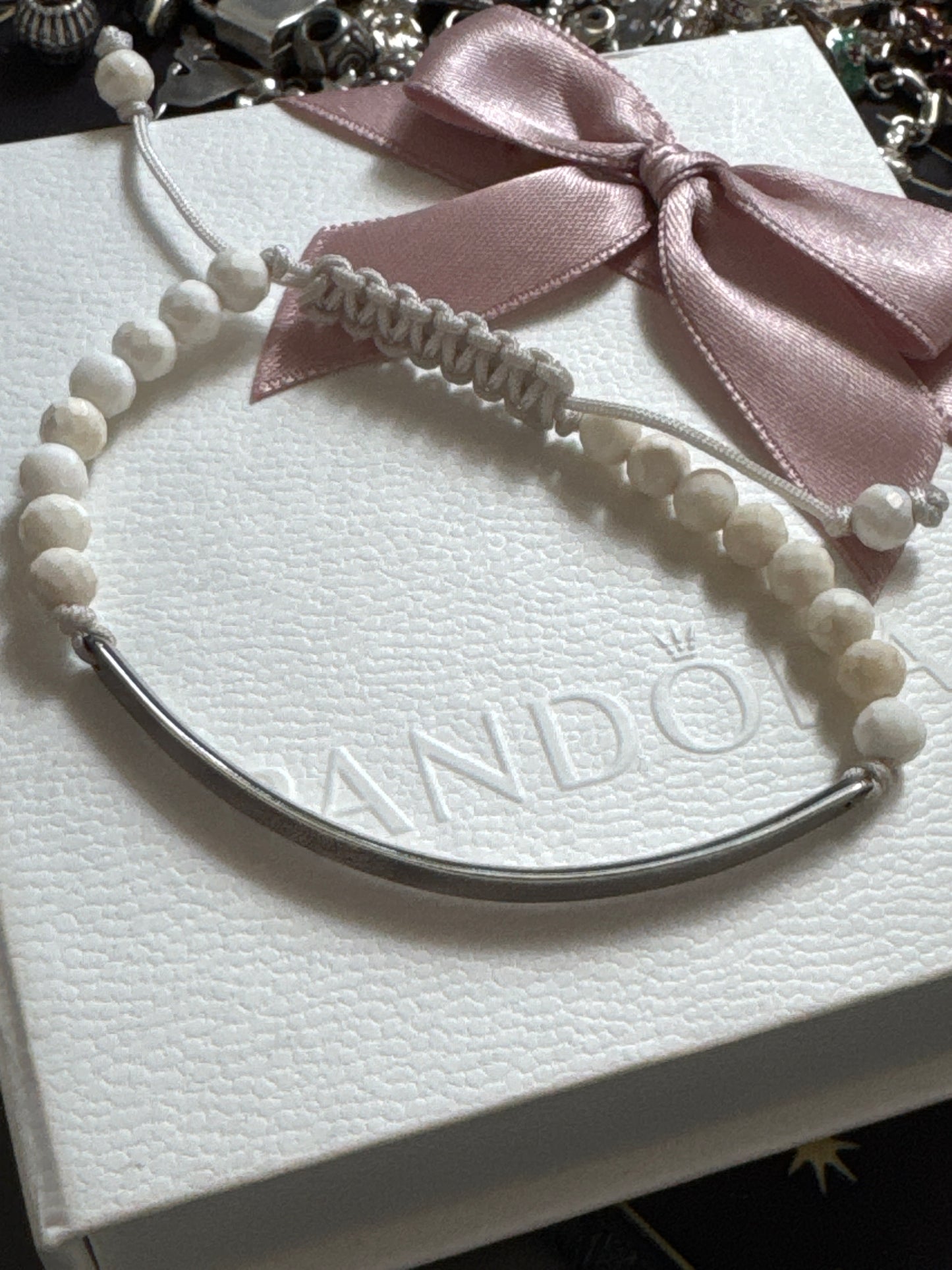 Genuine Thomas Sabo Love Bridge White Gem Adjustable Silver Bangle