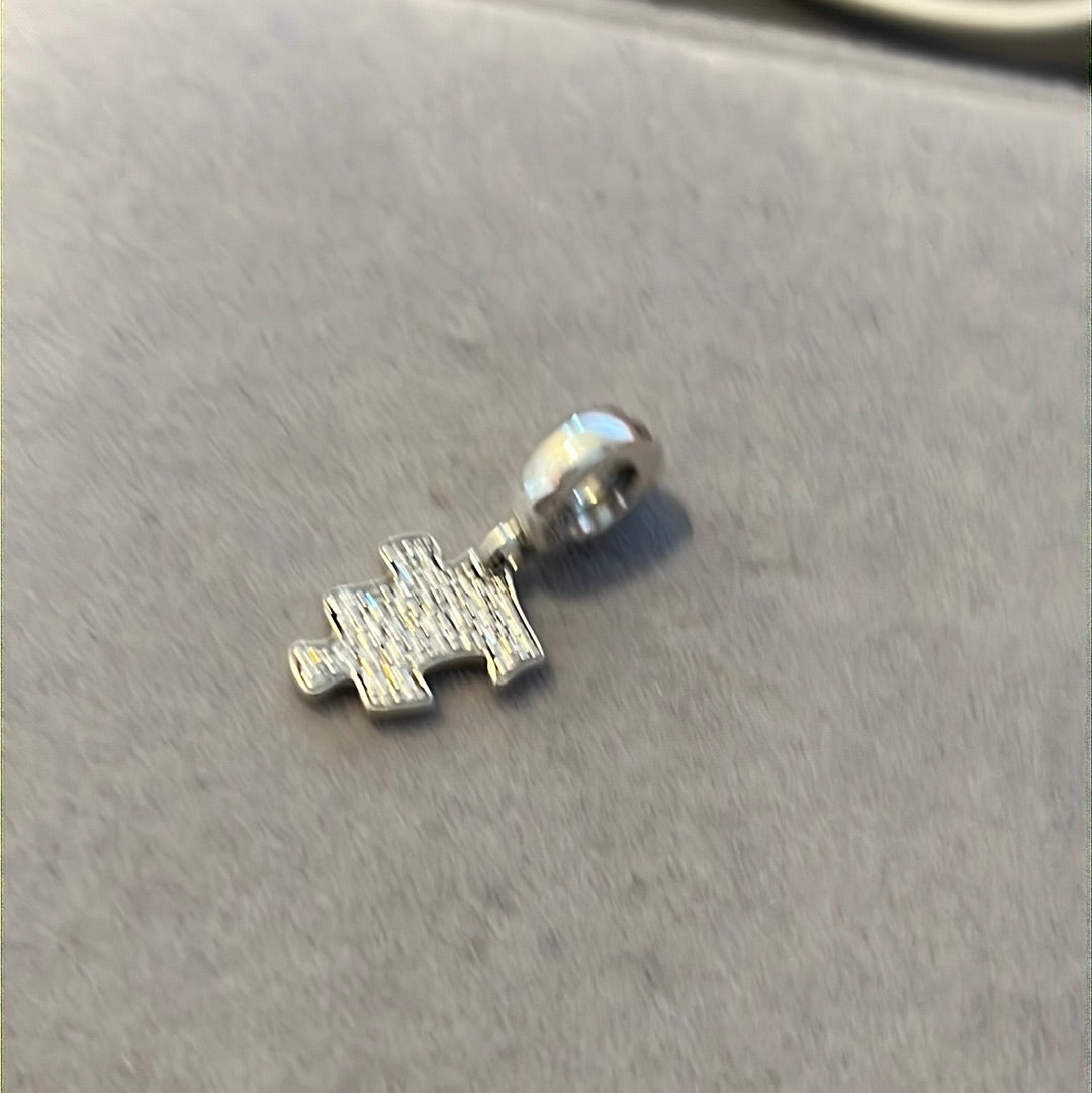 Genuine Pandora Pave Puzzle Piece Jigsaw Dangle Charm