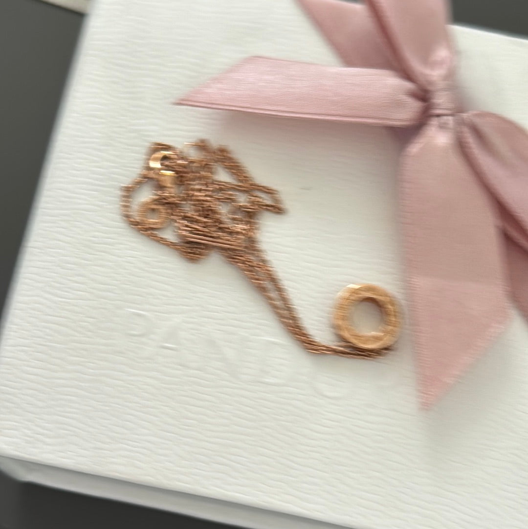 Genuine Pandora Rose Gold Pave CZ Small Circle Necklace 45cm Chain