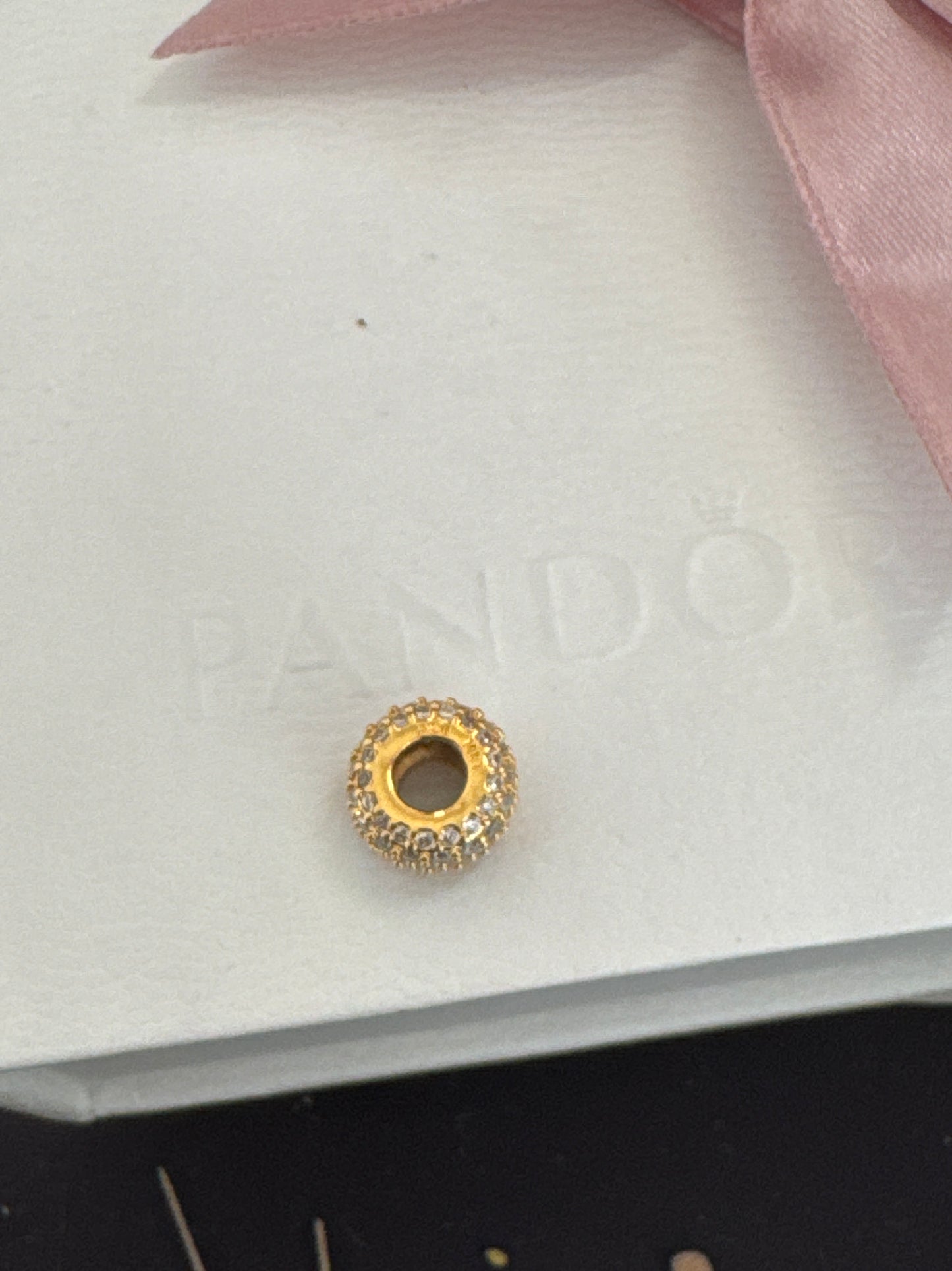 Genuine Pandora Gold Pave Triple Row CZ Charm