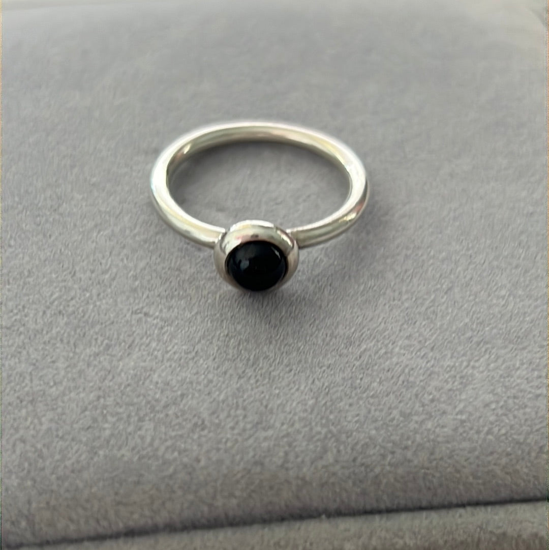 Genuine Pandora Black Onyx Cabochon Rare HTF Ring 58