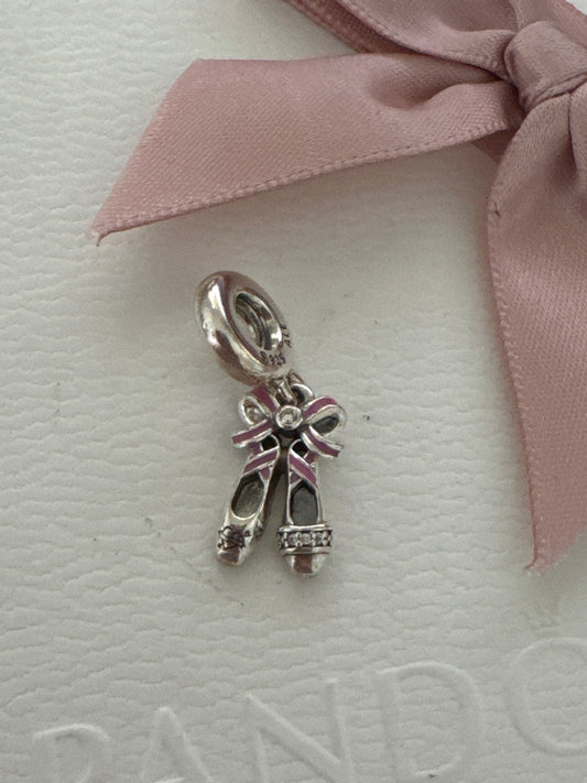 Genuine Pandora Ballerina Shoes Enamel Pave Charm Dangle