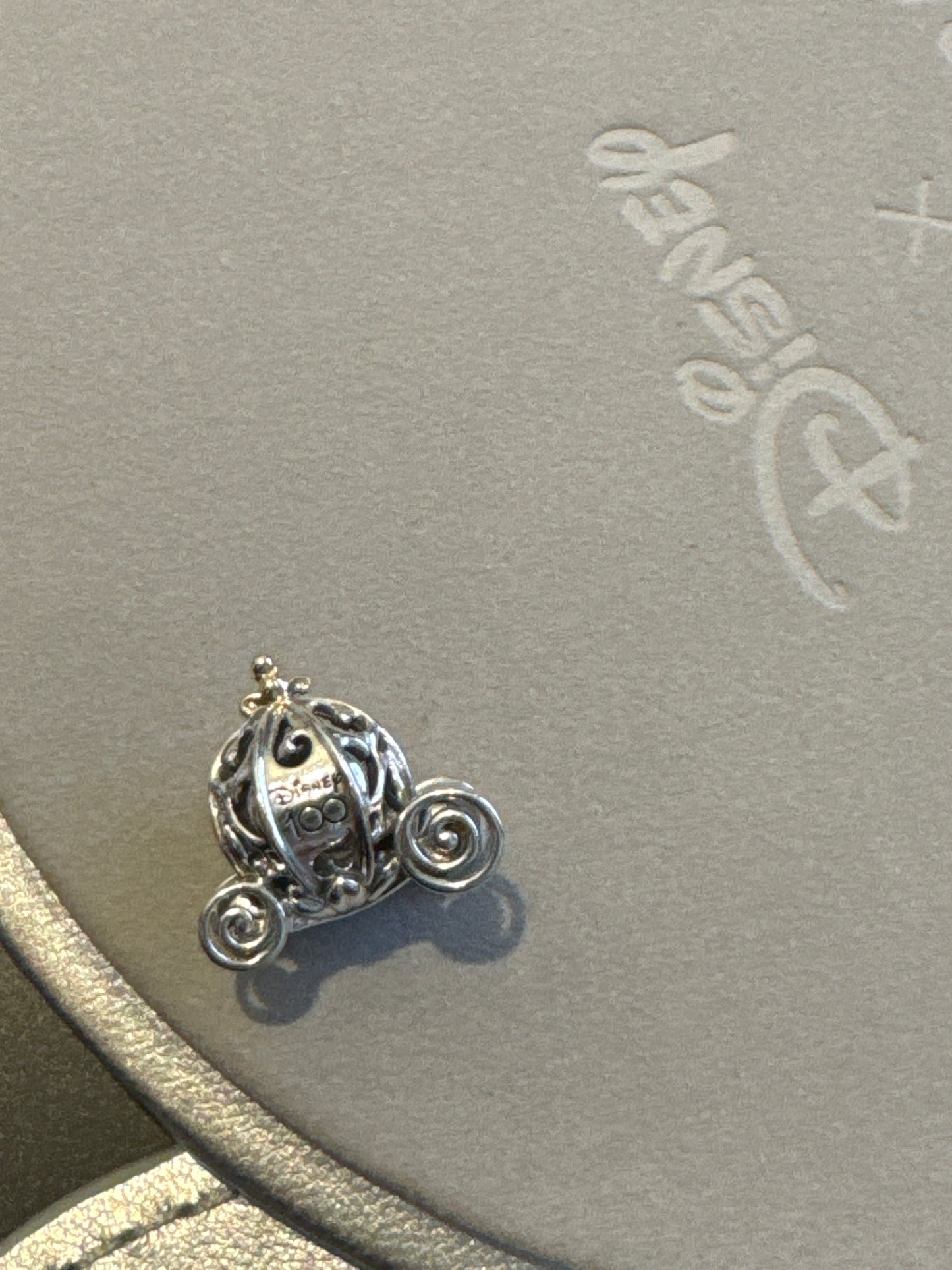 Genuine Pandora Disney Carriage Cinderella Two Tone 100th Anniversary Dangle Charm