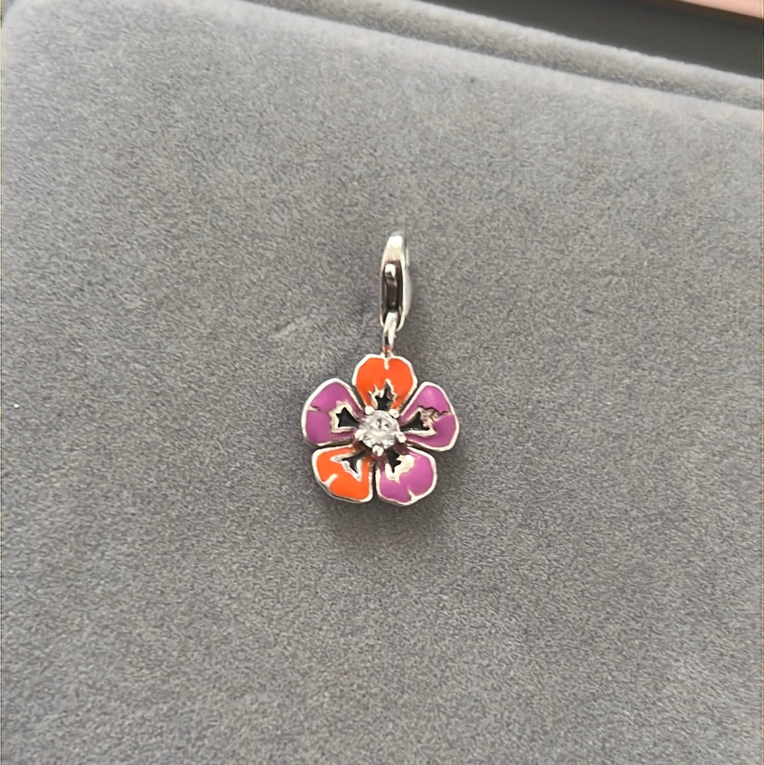 Genuine Thomas Sabo Enamel Pansy Flower Dangle Charm