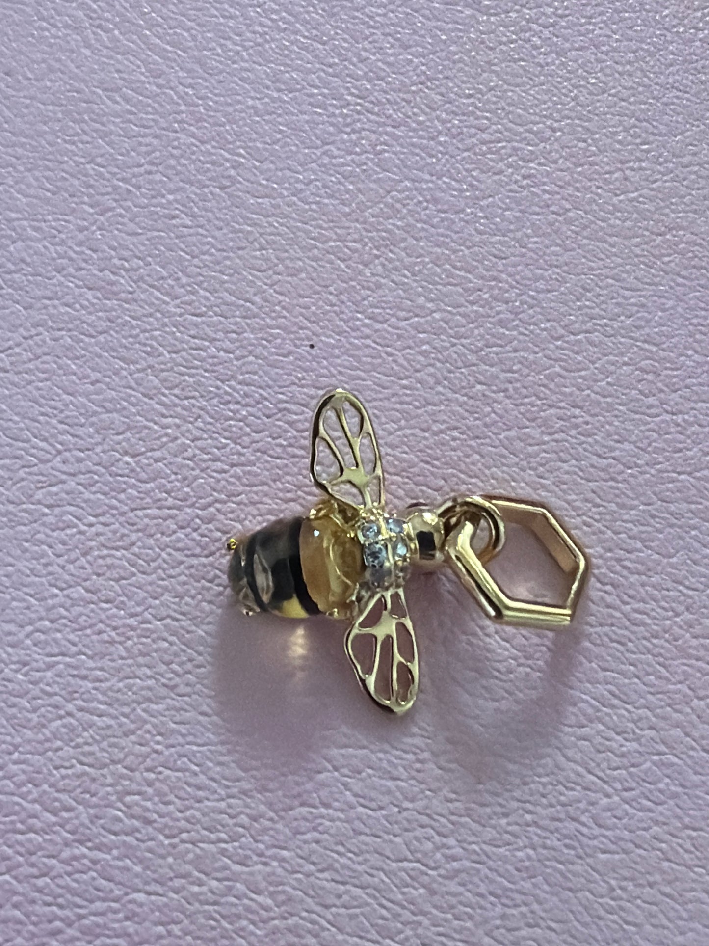 Genuine Pandora Shine Gold Crystal Pave Honeybee Dangle Charm