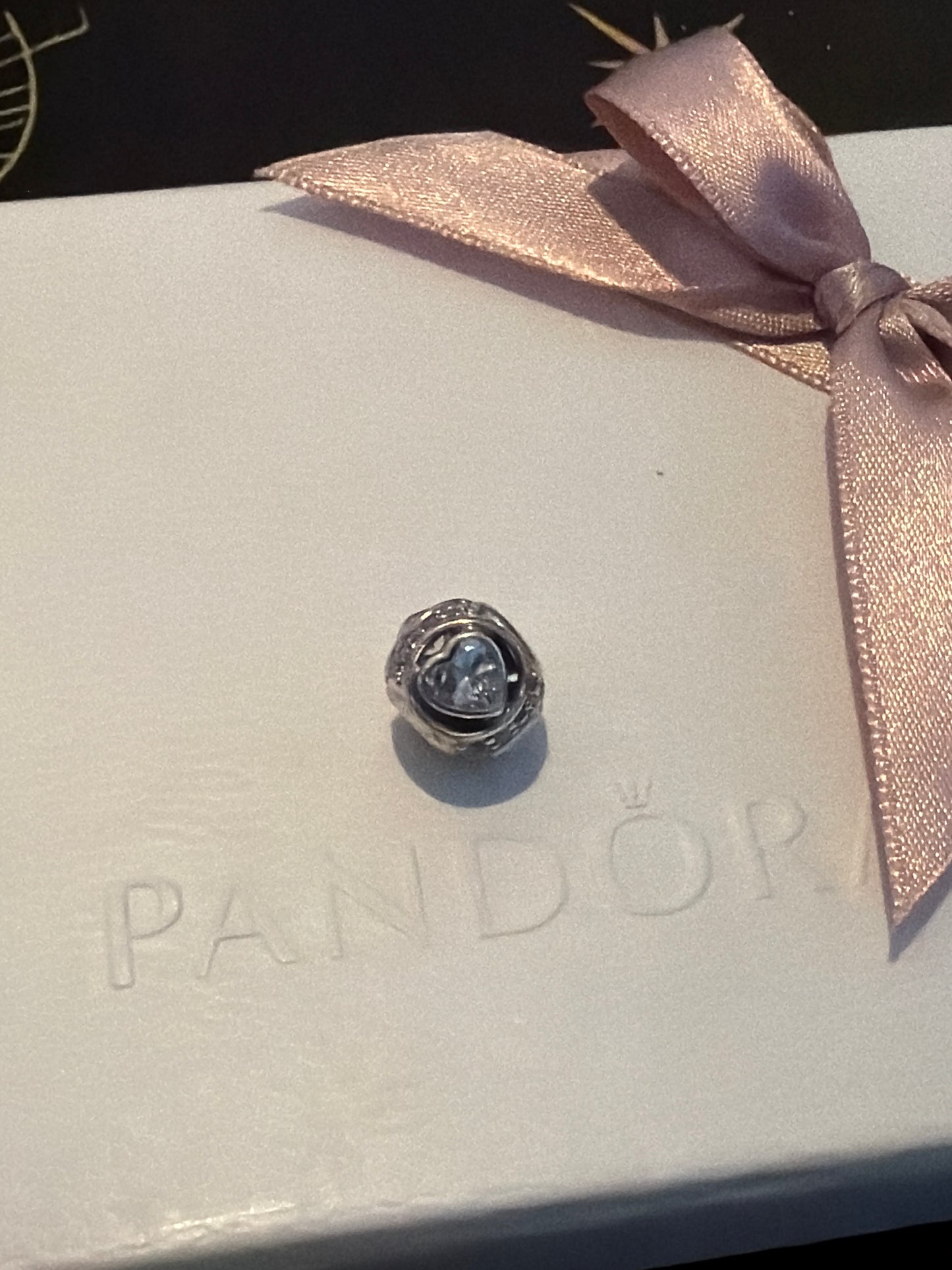 Genuine Pandora Clear Stone Heart Openwork Pave Elevated Charm