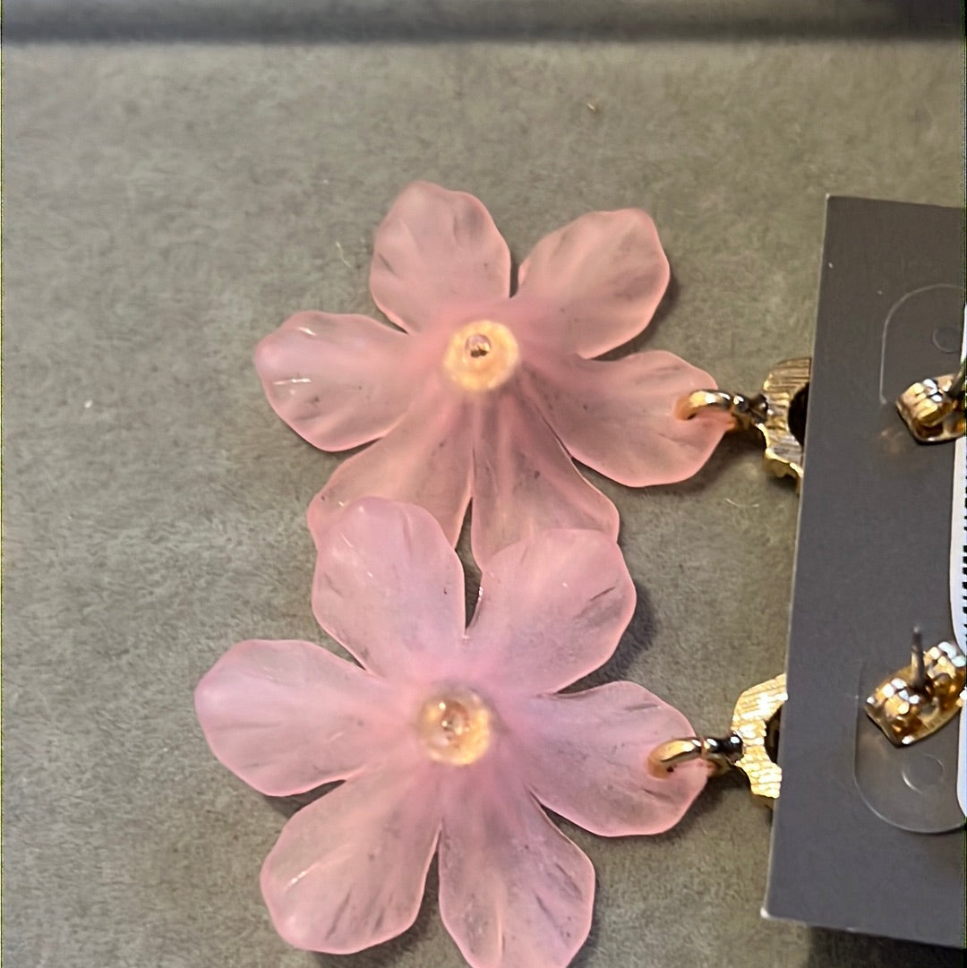 Brand New French Connection FCUK Large Pink Flower Earrings Dangle