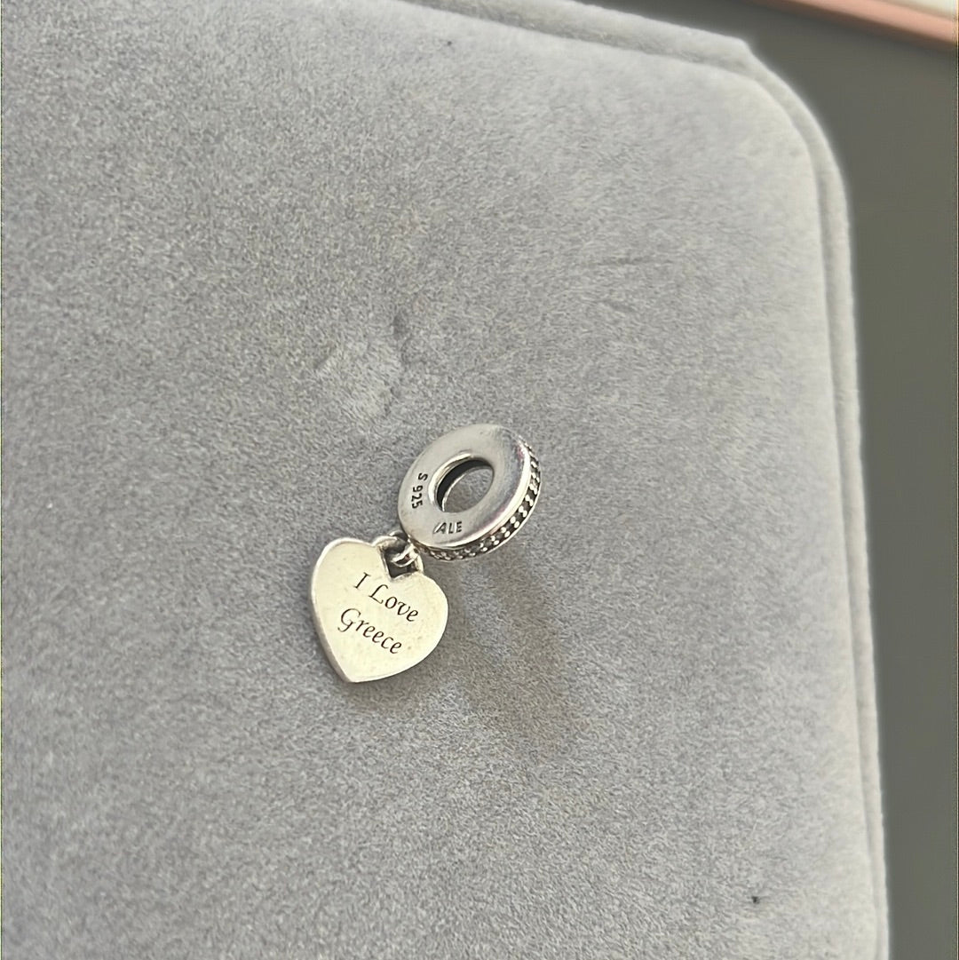 Genuine Pandora I Love Greece Pave Travel Dangle Charm