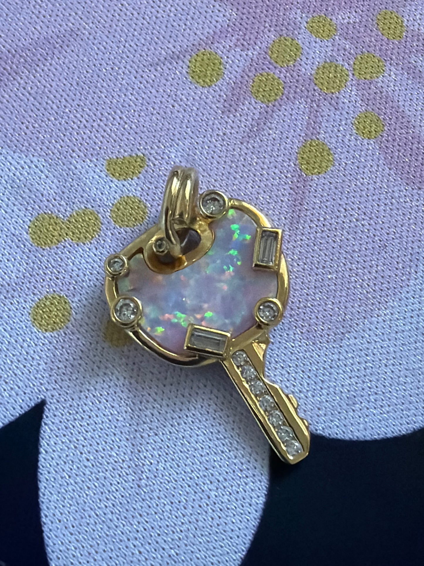 Genuine Pandora Shine Gold Opal and Pave Key Large Charm