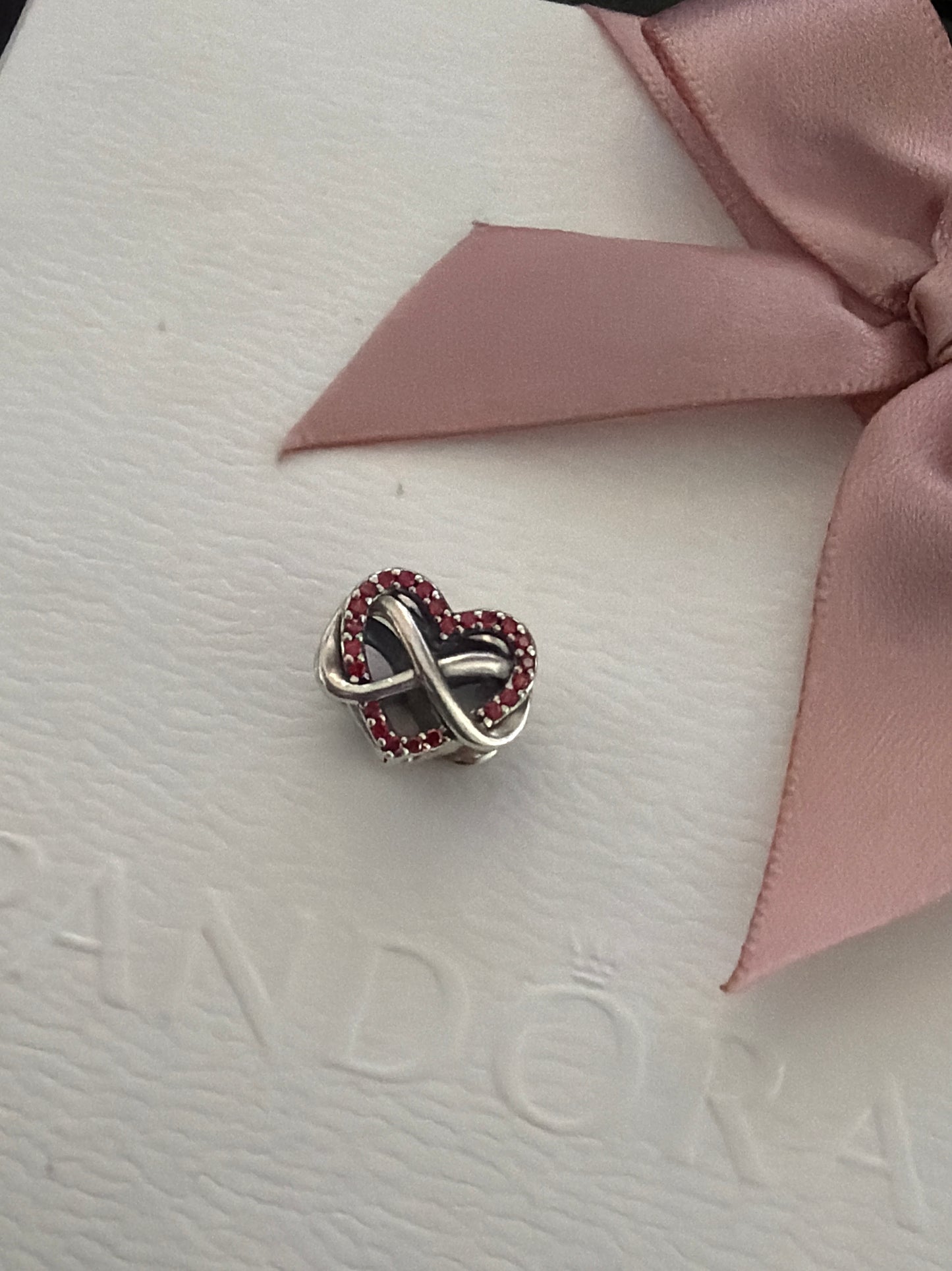 Genuine Pandora Pink Pave Heart Infinity Open Charm