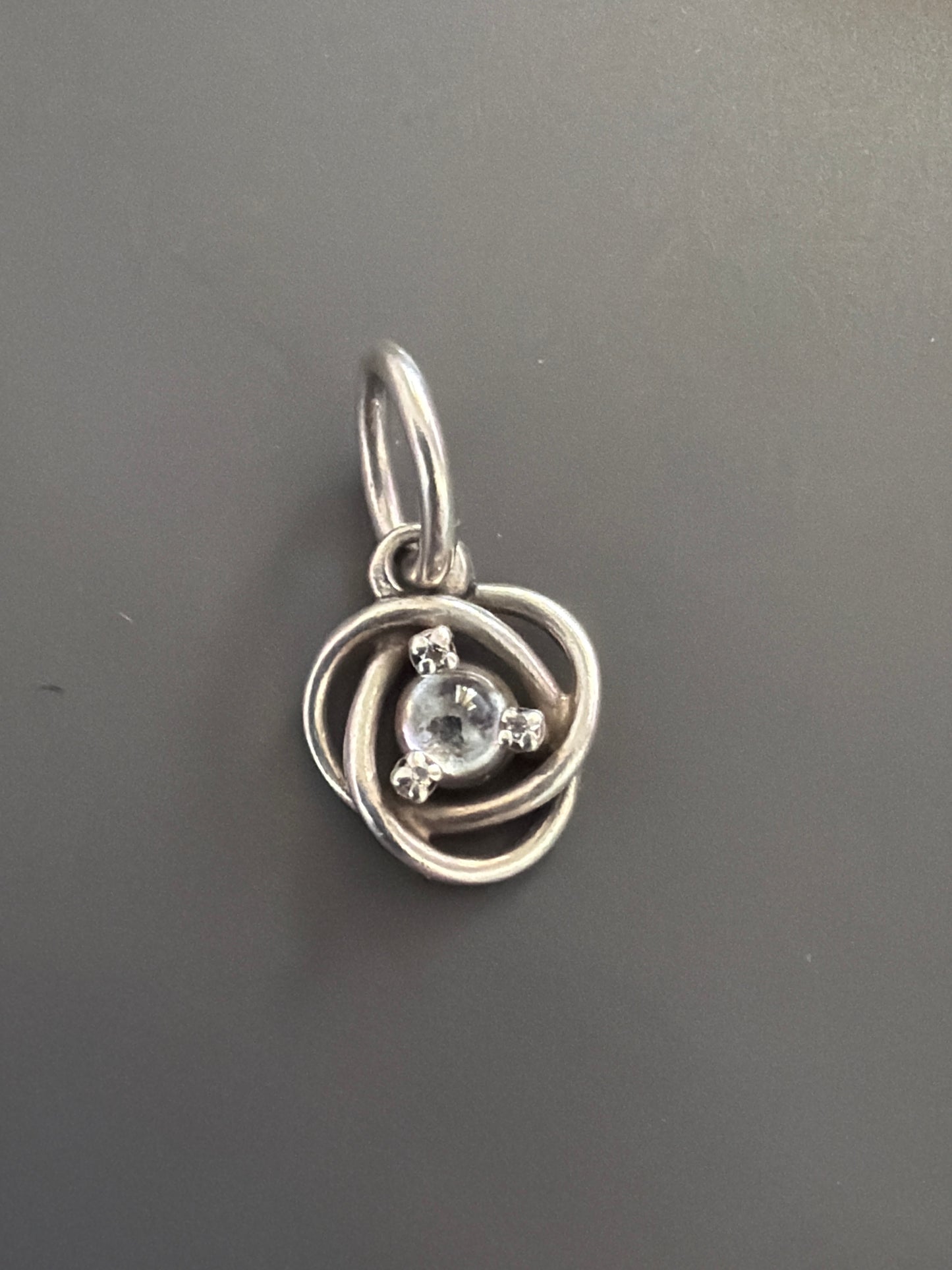 Genuine Pandora Eternity April Clear Moonstone Birthstone Pendant Dangle Charm