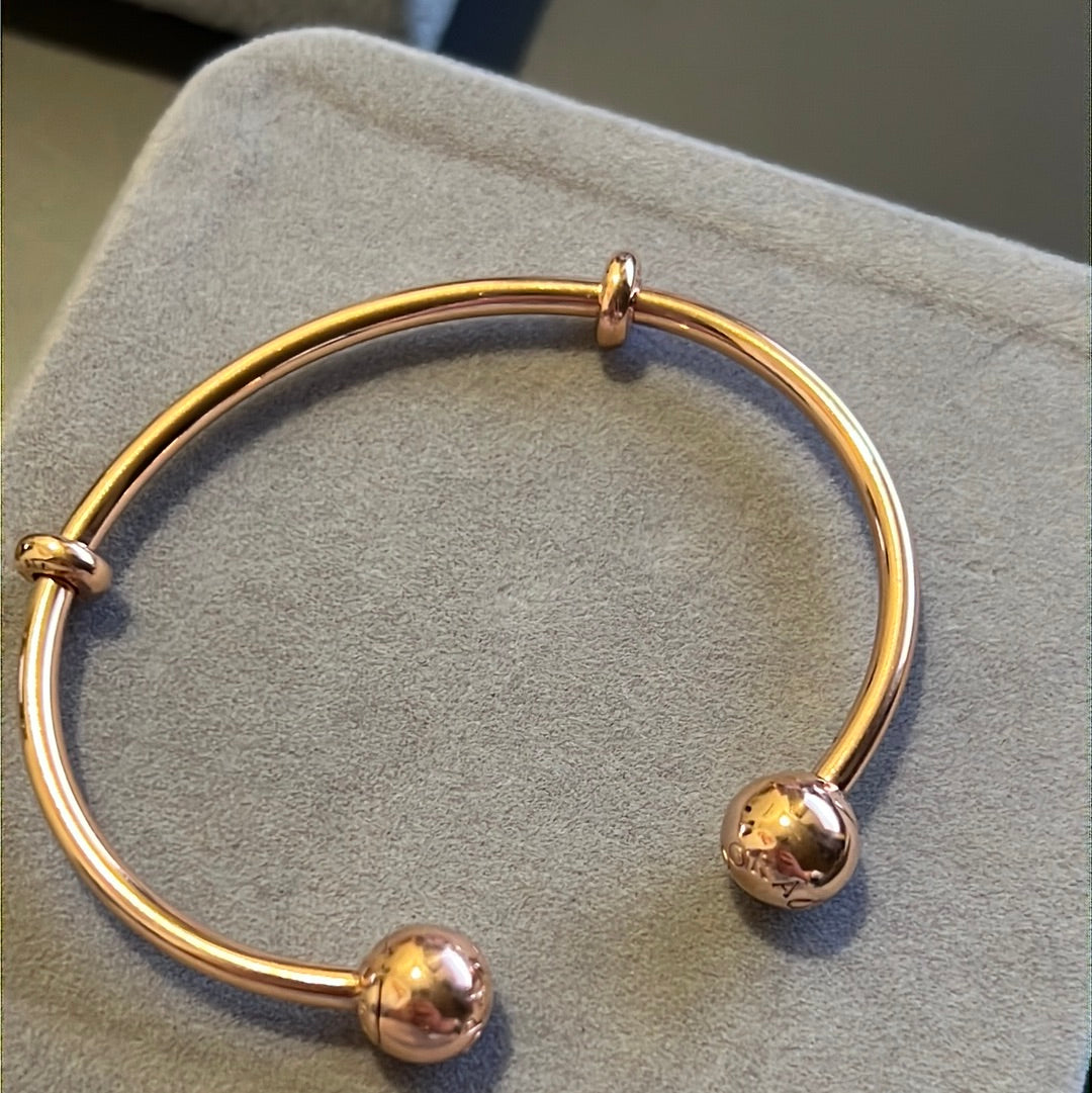 Genuine Pandora Rose Gold Open Torque Bangle Size 1 Small