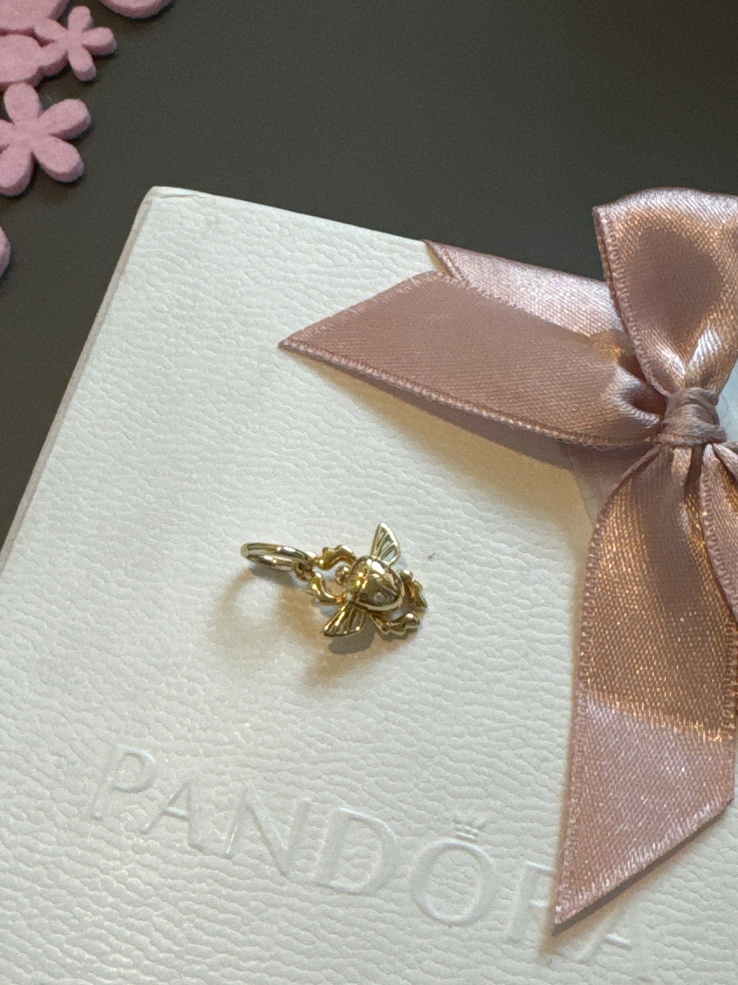 Genuine Pandora Disney Shine Gold Scarab Beetle Dangle Aladdin Charm