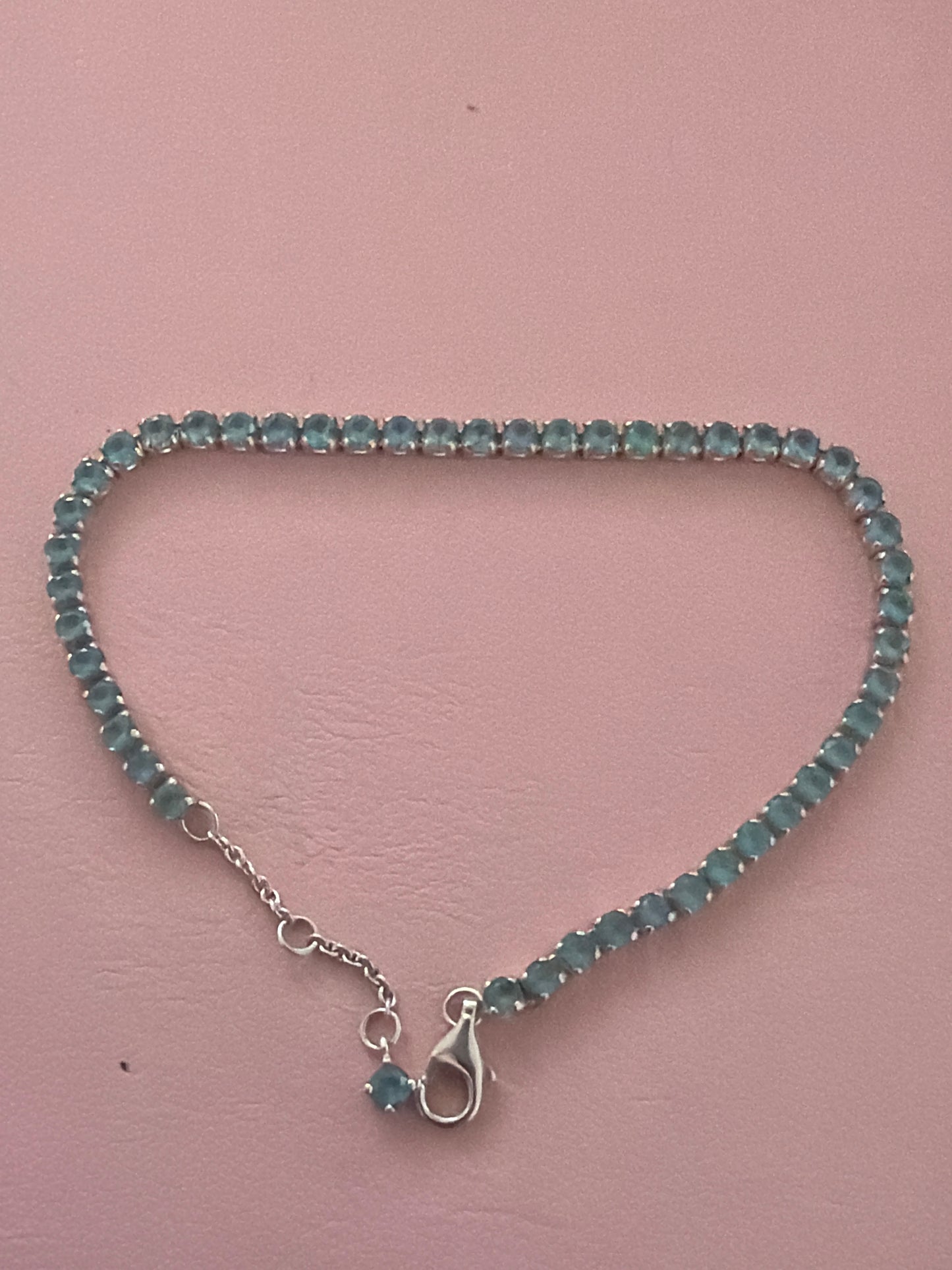 Genuine Pandora Sparkling Light BLue CZ Tennis Bracelet SIZE 2