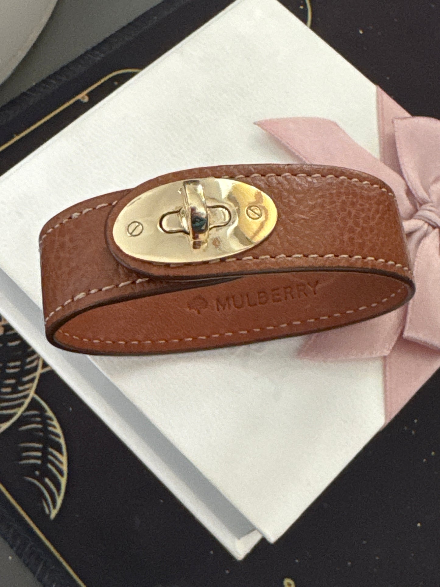 Genuine Mulberry Real Leather Tan Bracelet 20cm