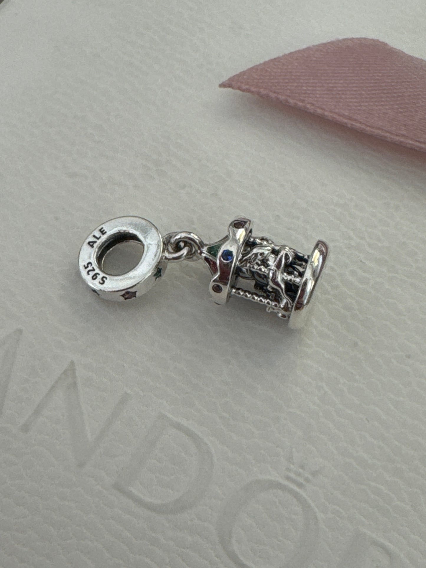 Genuine Pandora Carousel Peace, Hope, Happiness Christmas Spinning Dangle Charm