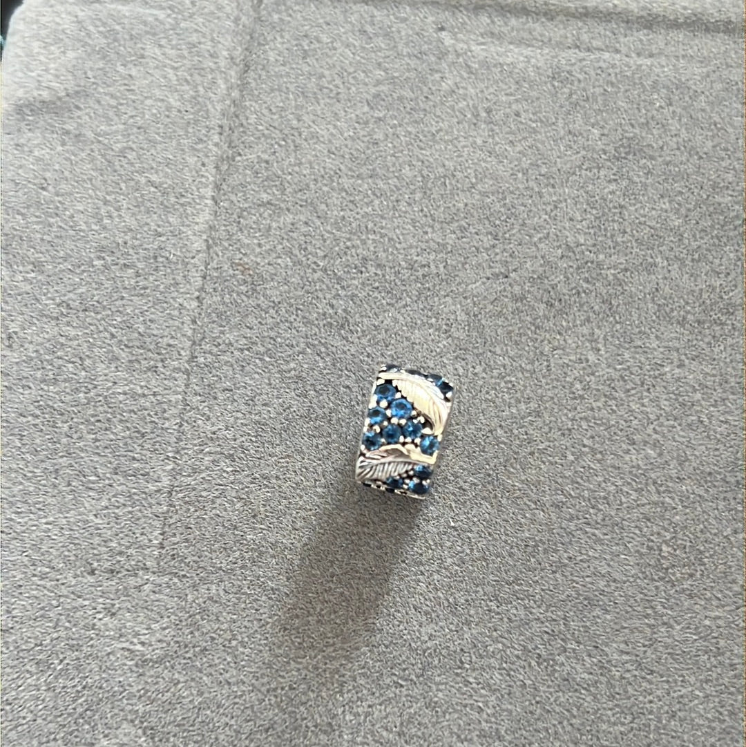 Genuine Pandora Blue Sparkling Pave Feather Clip