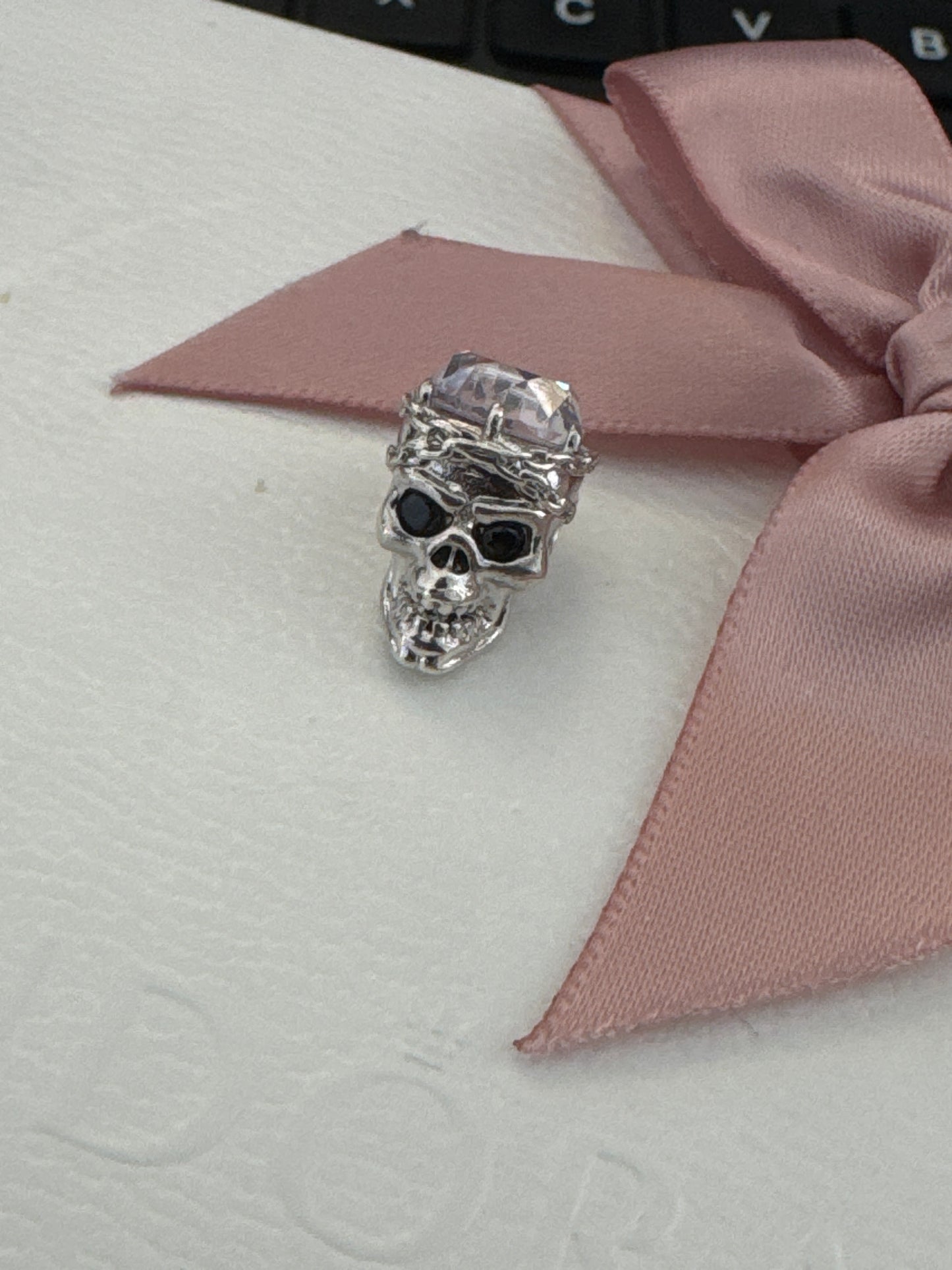 Genuine Gnoce Shackles of Love Silver Skull With CZ Head Charm