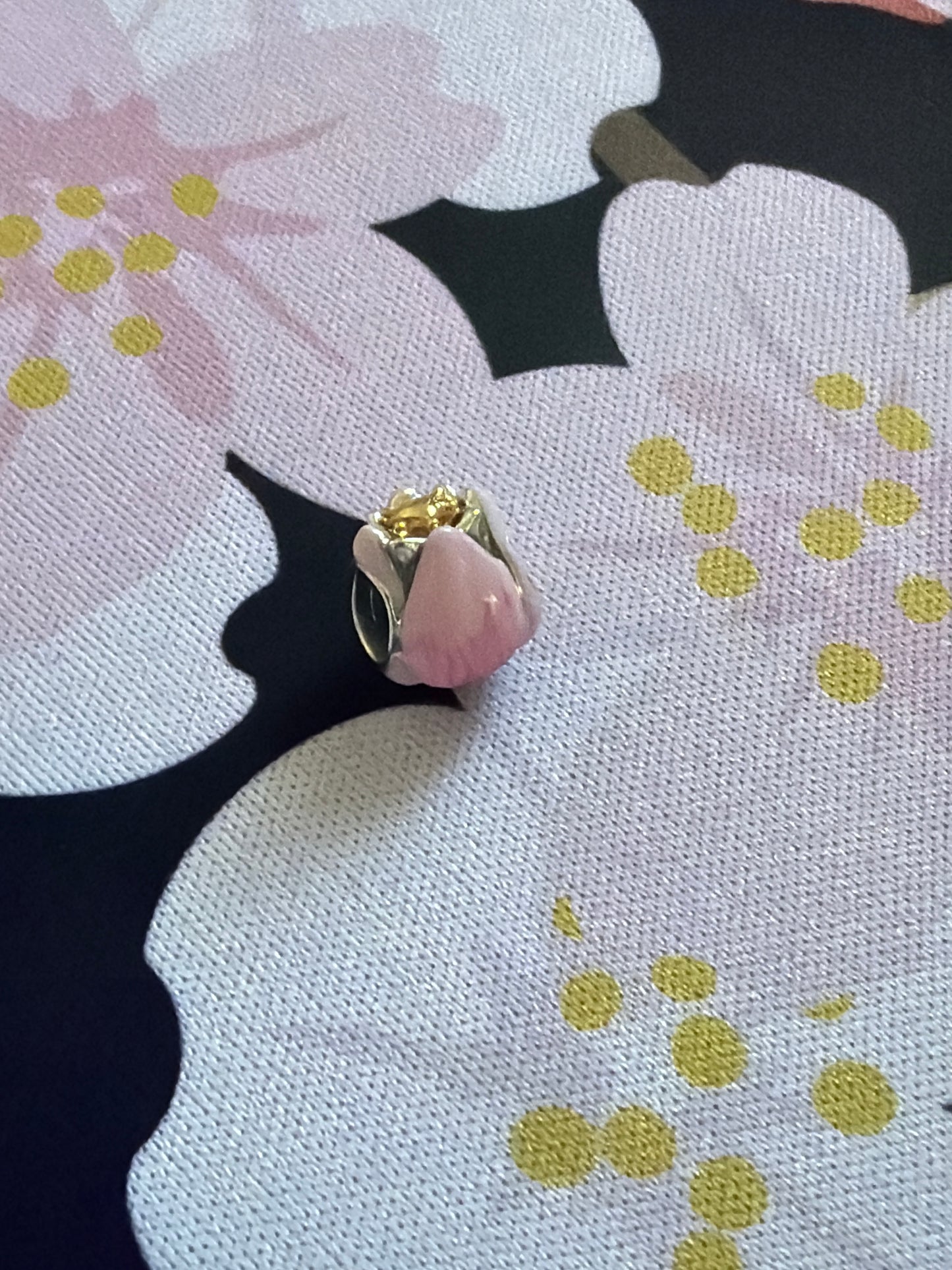Genuine Pandora & Shine Gold Pink Tulip Enamel Flower Charm